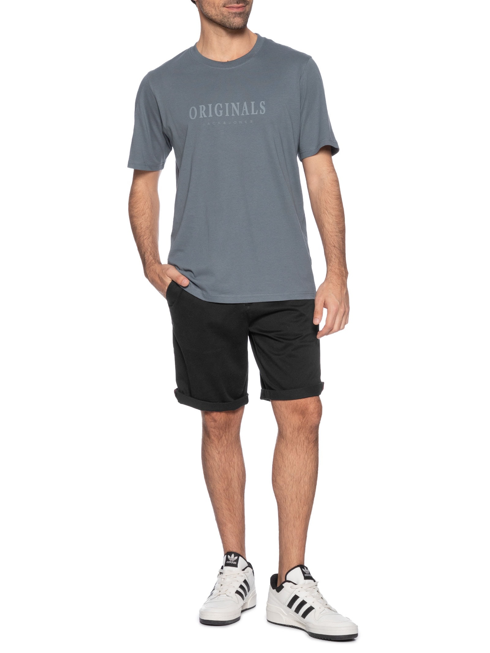 Shorts Masculino Chino Regular Fit Algodão Preto Jack & Jones