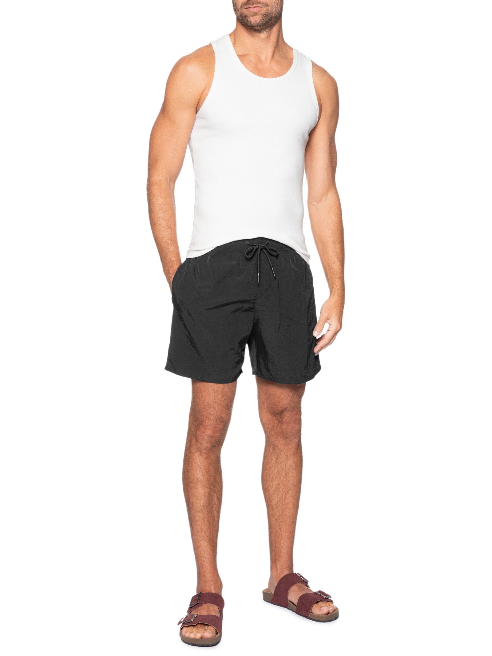 Shorts Masculino de Elástico Básico Color Preto Aramis