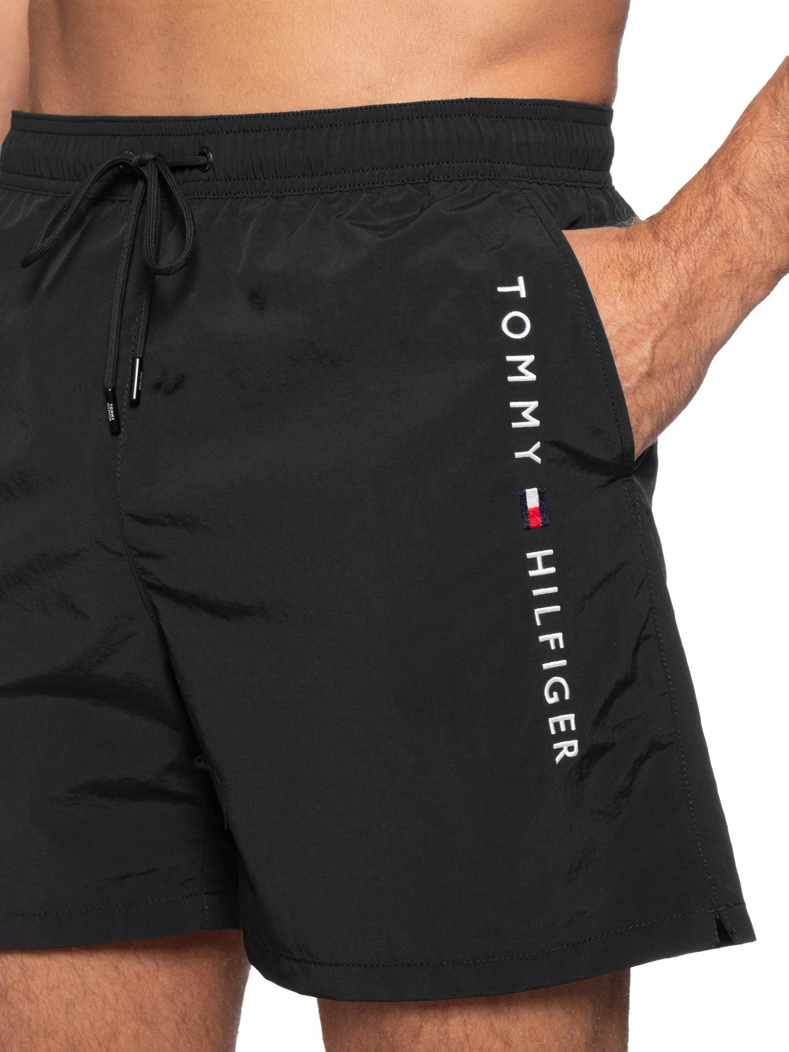 Shorts Masculino De Praia Bolso Com Zíper Preto Tommy Hilfiger