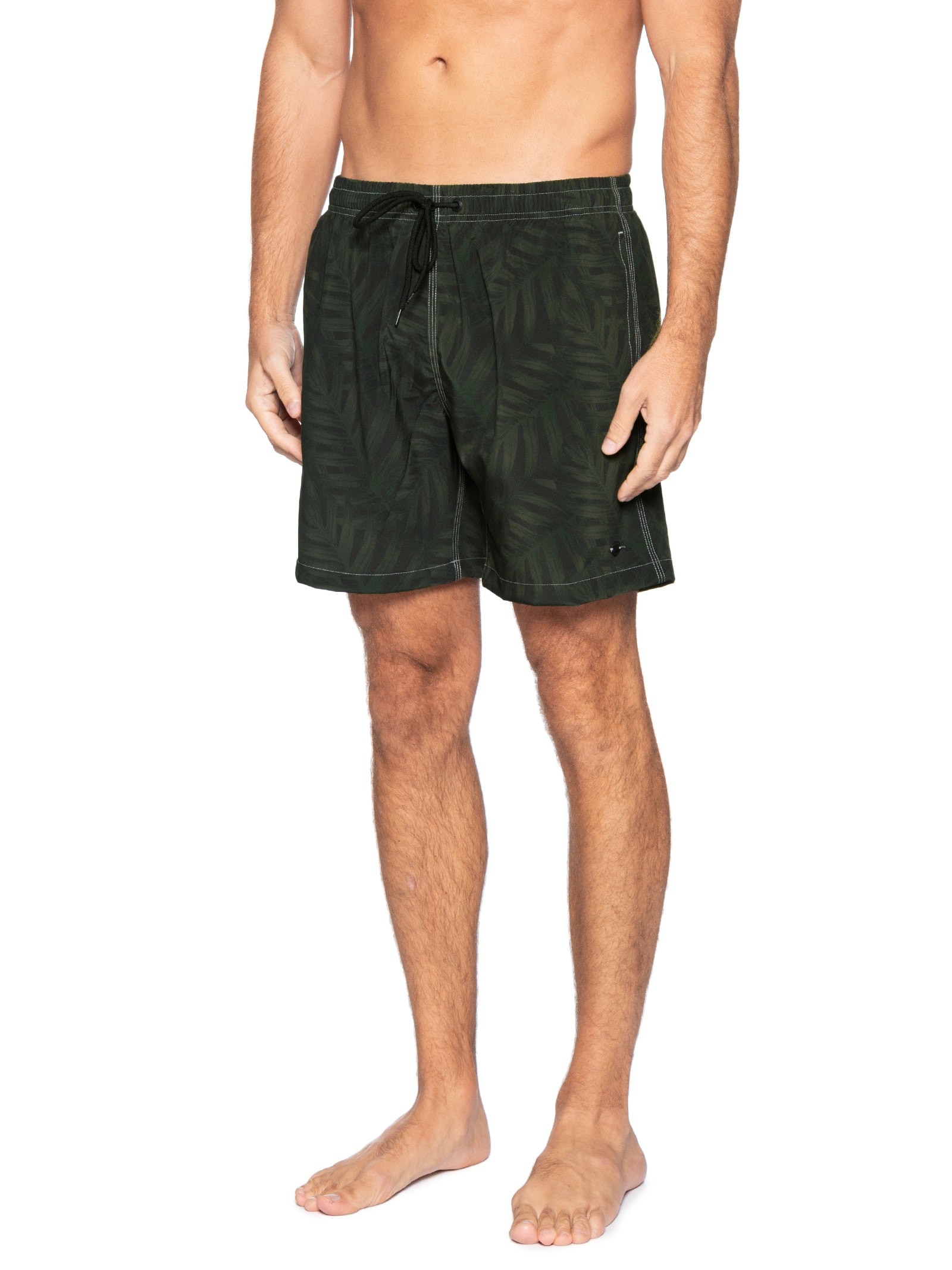 Shorts Masculino Praia Estampa Folhagem Camuflado Verde Sergio K