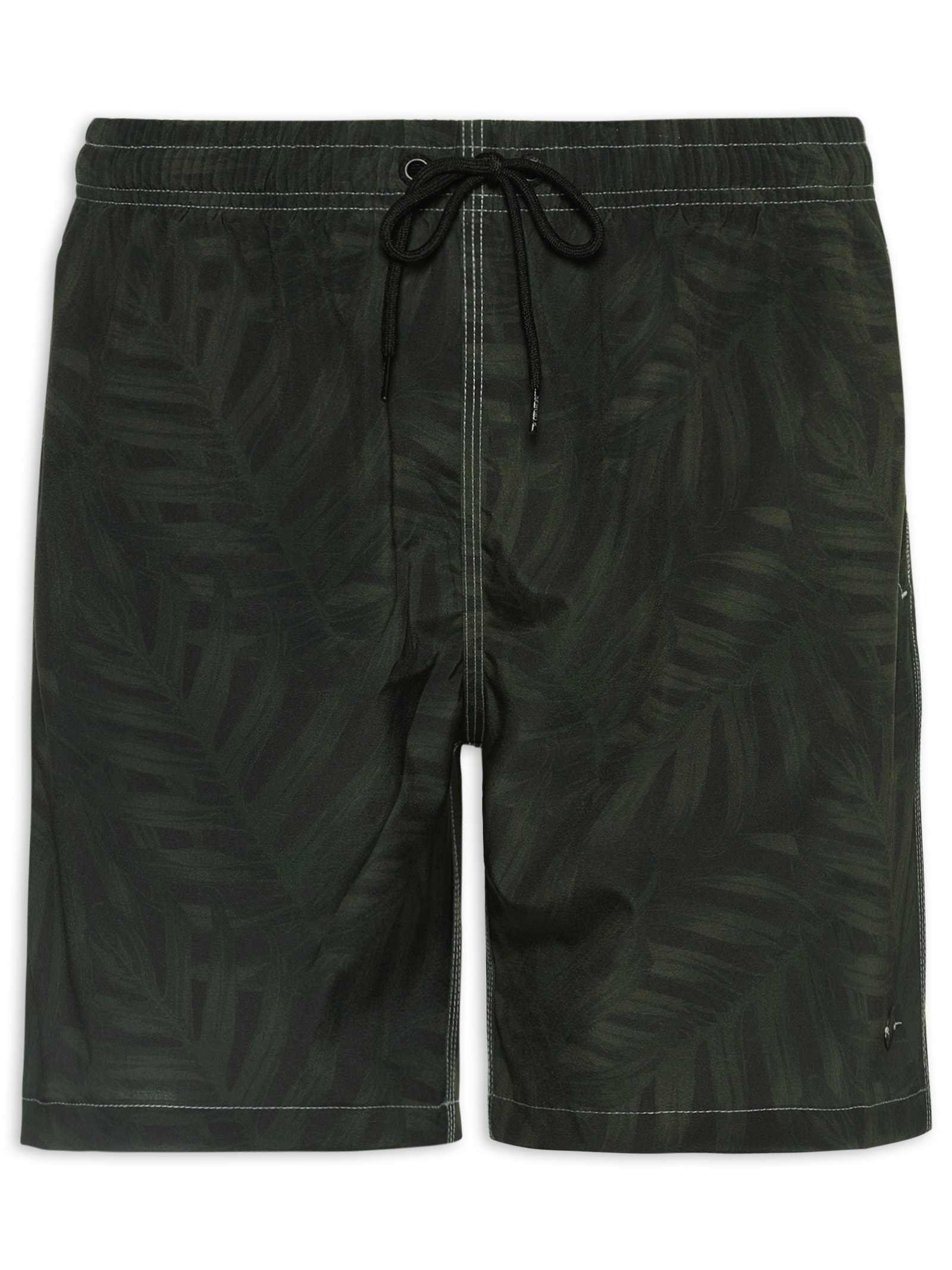 Shorts Masculino Praia Estampa Folhagem Camuflado Verde Sergio K
