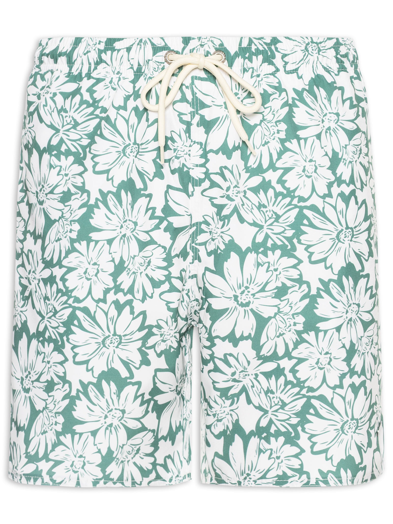 Shorts Masculino Praia Estampa Margarida Bicolor Verde Sergio K