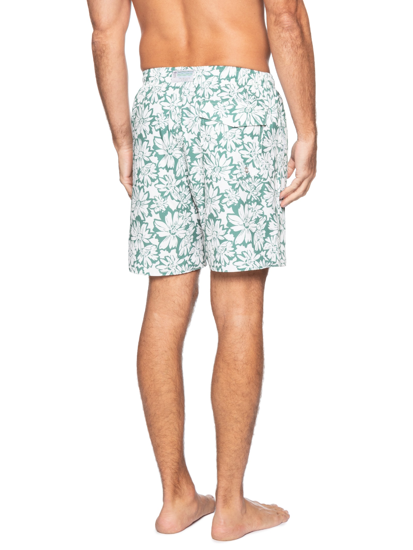 Shorts Masculino Praia Estampa Margarida Bicolor Verde Sergio K