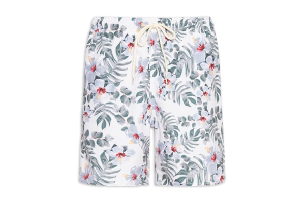 Shorts Masculino Praia Estampado Ibisco Light - Branco