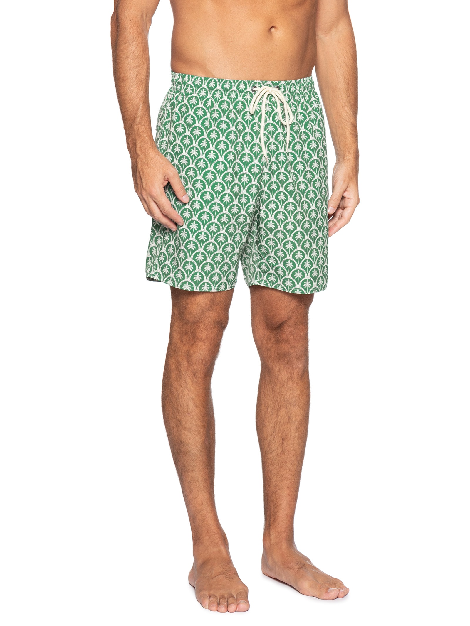 Shorts Masculino Praia Estampado Mosaico Palm  Verde Sergio K