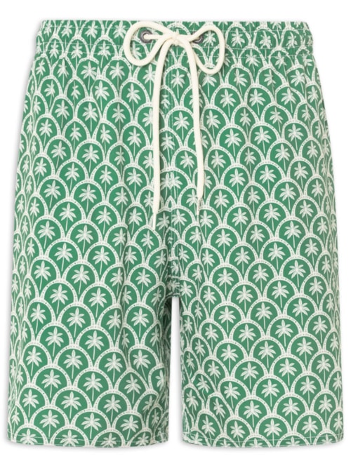 Shorts Masculino Praia Estampado Mosaico Palm – Verde