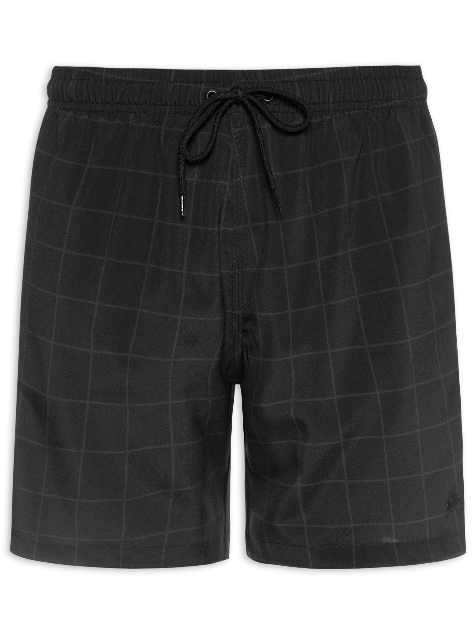 Shorts Masculino Praia Estampado Quadros Preto Sergio K