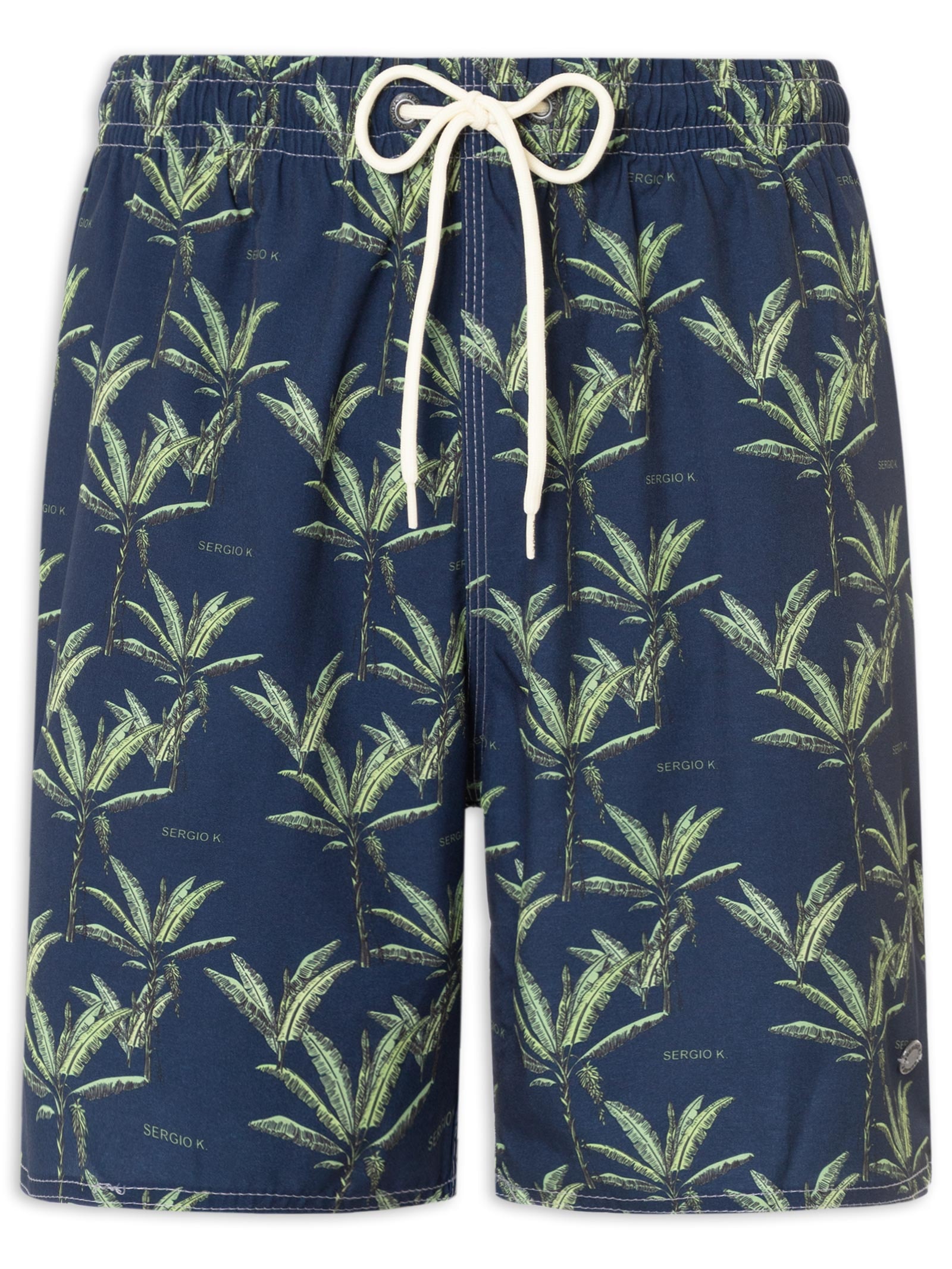 Shorts Praia Estampado Coqueiro Azul Sergio K