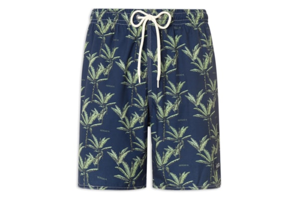 Shorts Praia Estampado Coqueiro - Azul