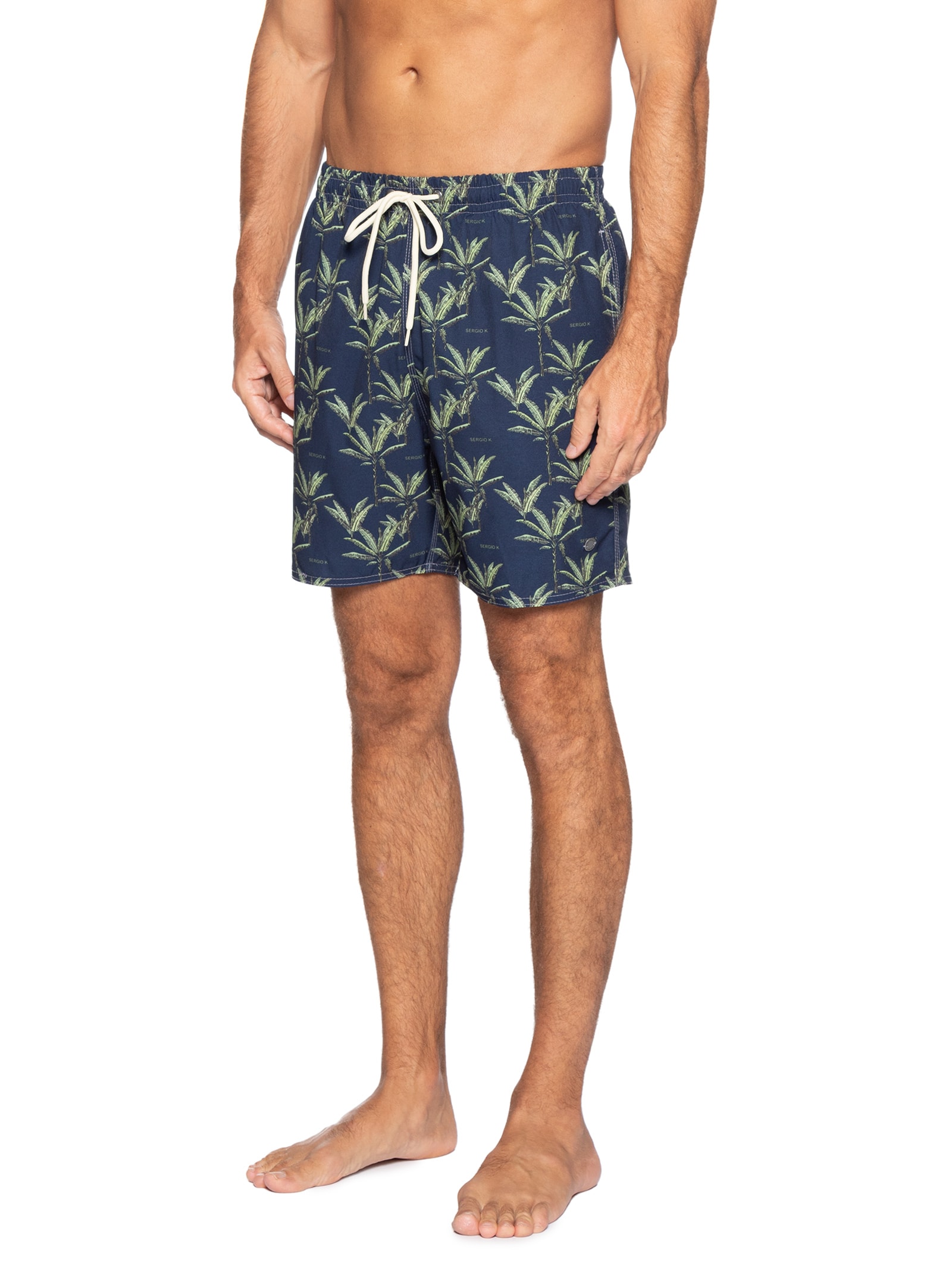 Shorts Praia Estampado Coqueiro Azul Sergio K