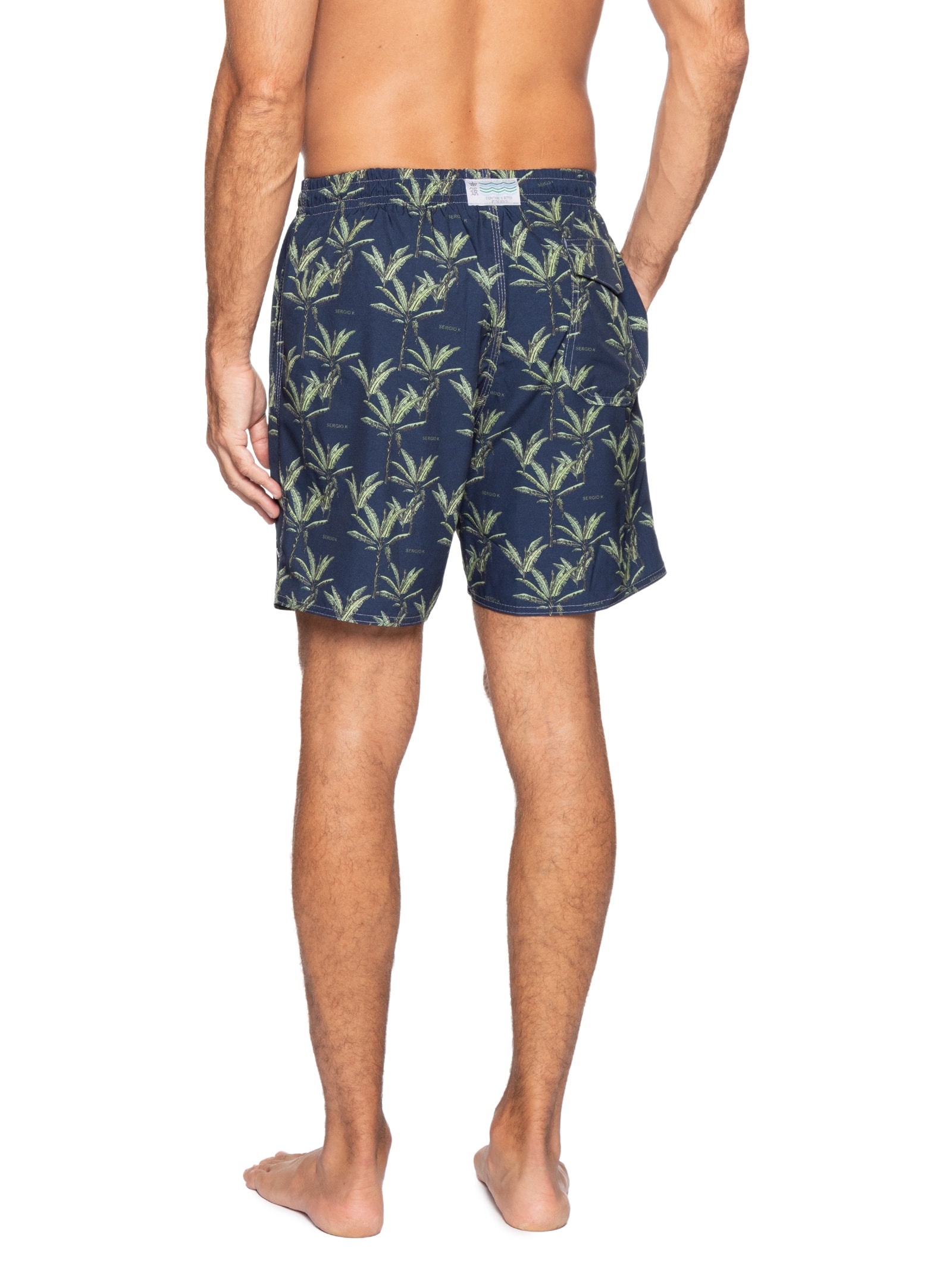 Shorts Praia Estampado Coqueiro Azul Sergio K