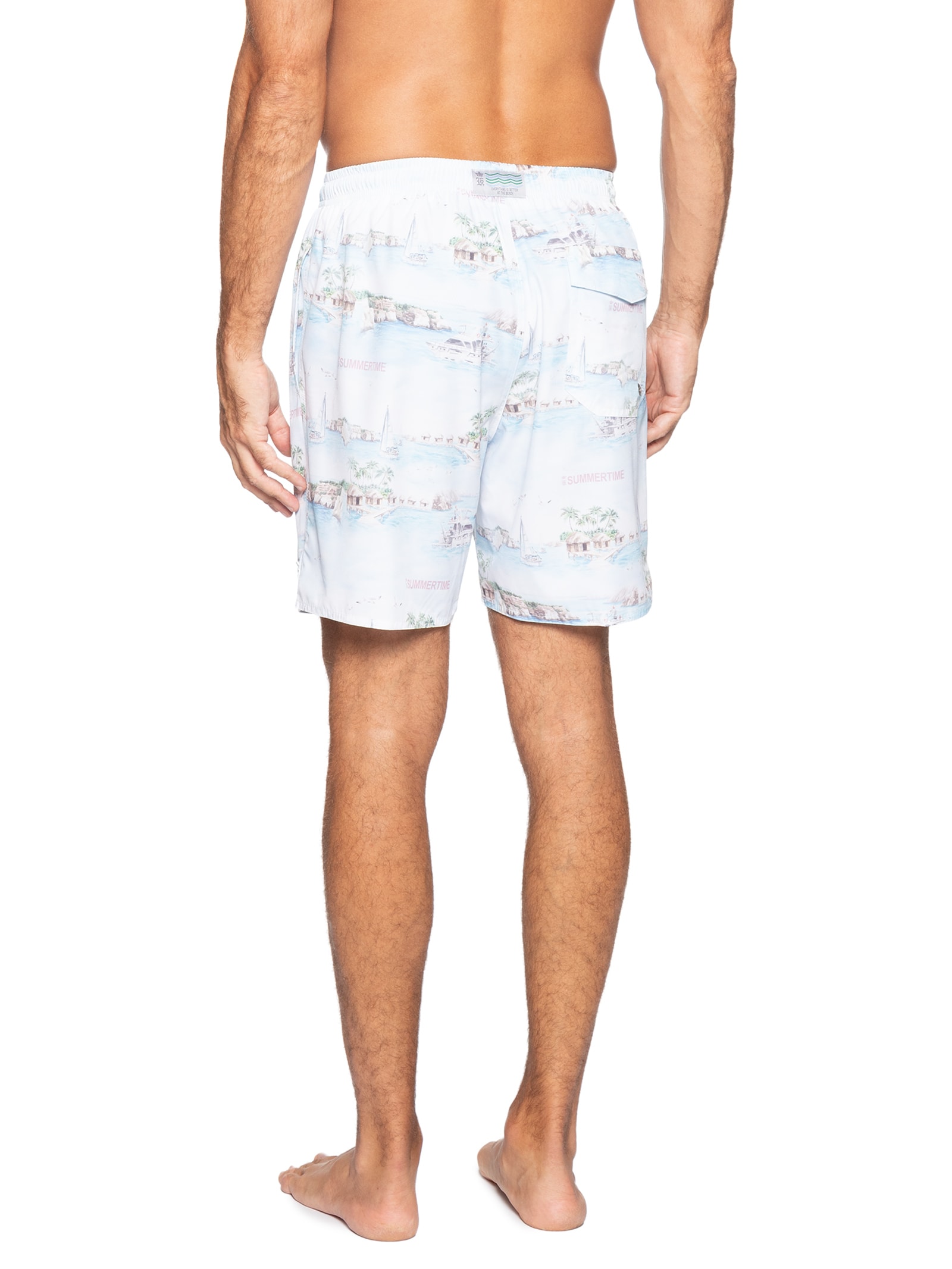 Shorts Praia Estampado Summertime Aqua Azul Sergio K