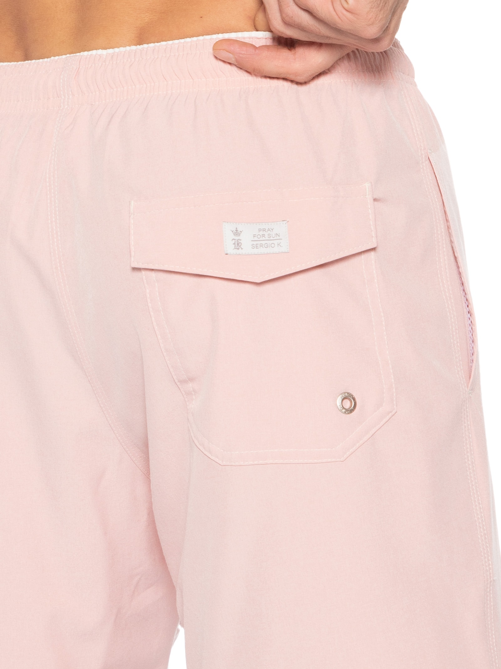 Shorts Praia Masculino Com Friso Rosa Sergio K