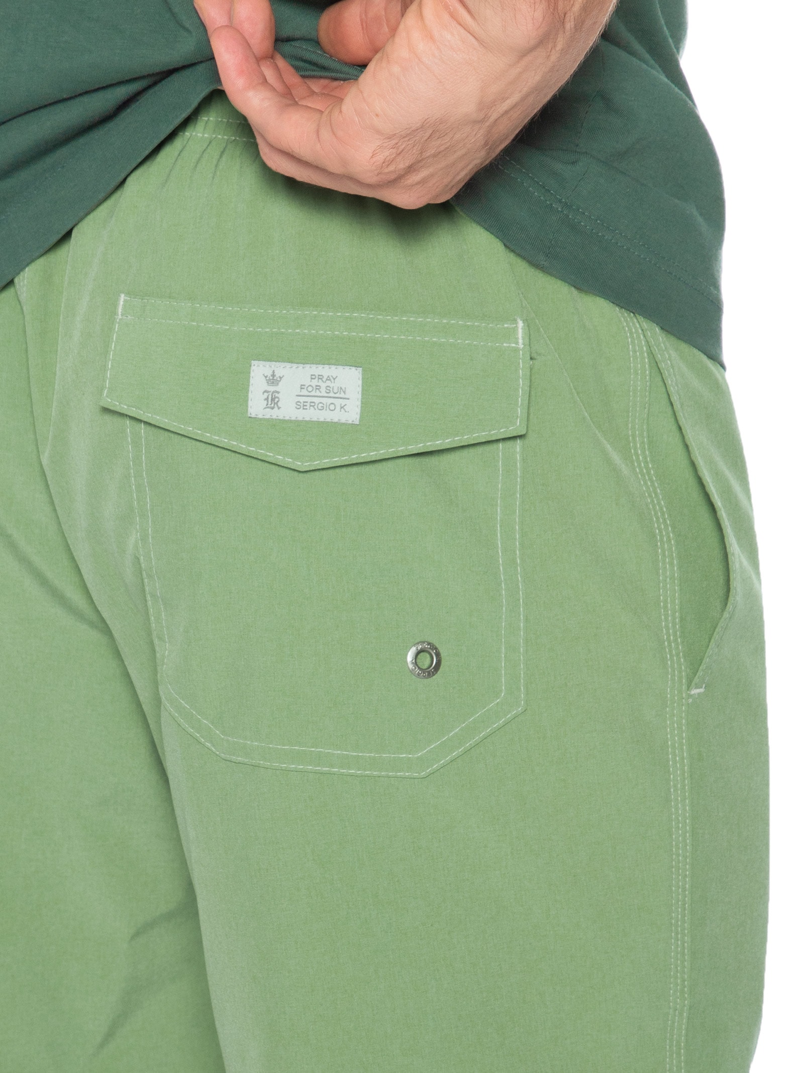 Shorts Praia Masculino Com Friso Verde Sergio K