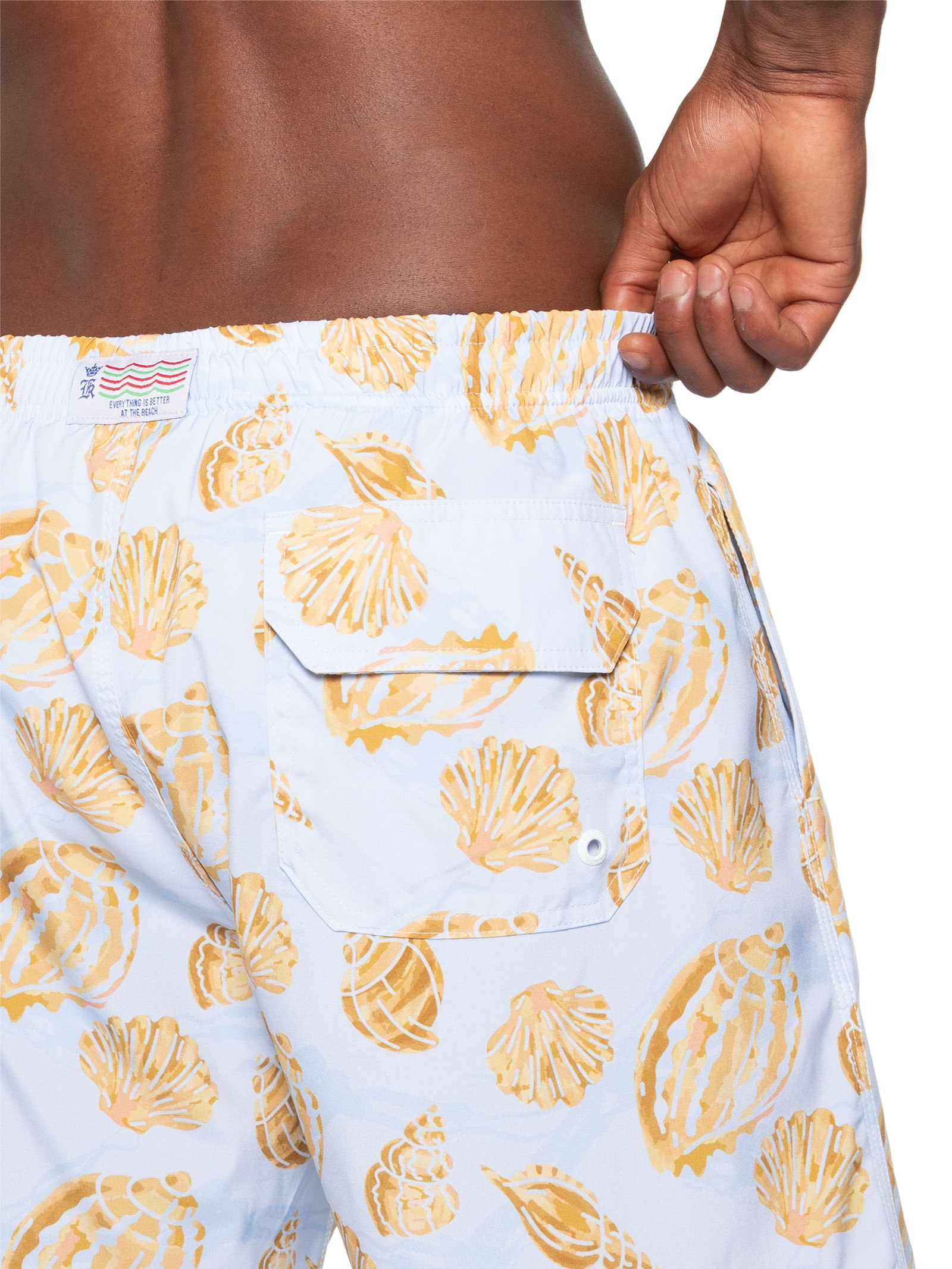 Shorts Praia Masculino Estampado Golden Shell Azul Sergio K