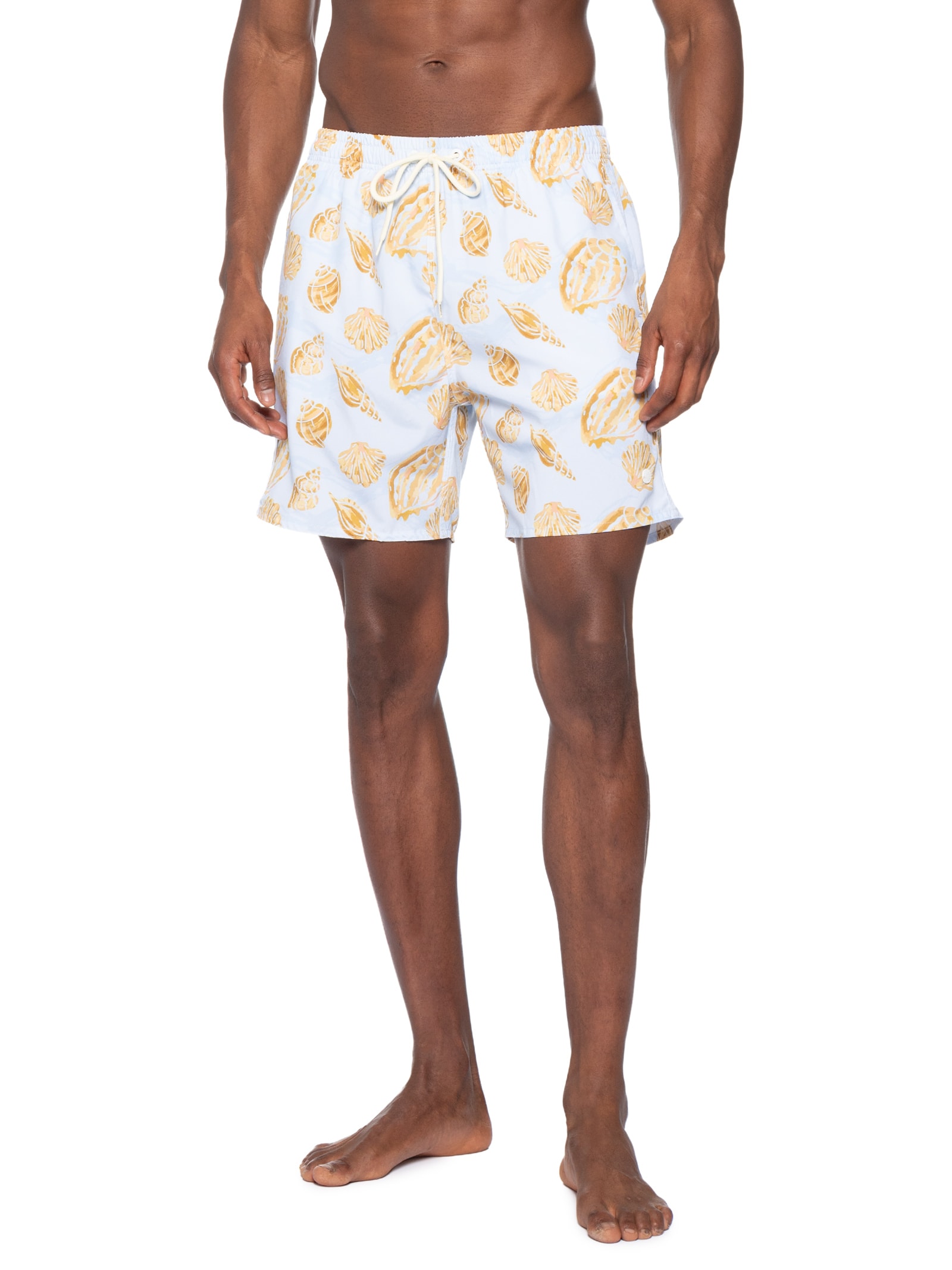 Shorts Praia Masculino Estampado Golden Shell – Azul Sergio K