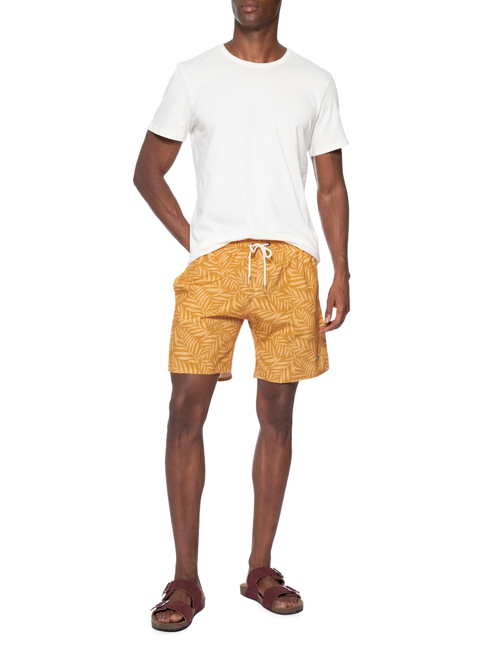 Shorts Praia Masculino Estampado Ramos – Amarelo Sergio K