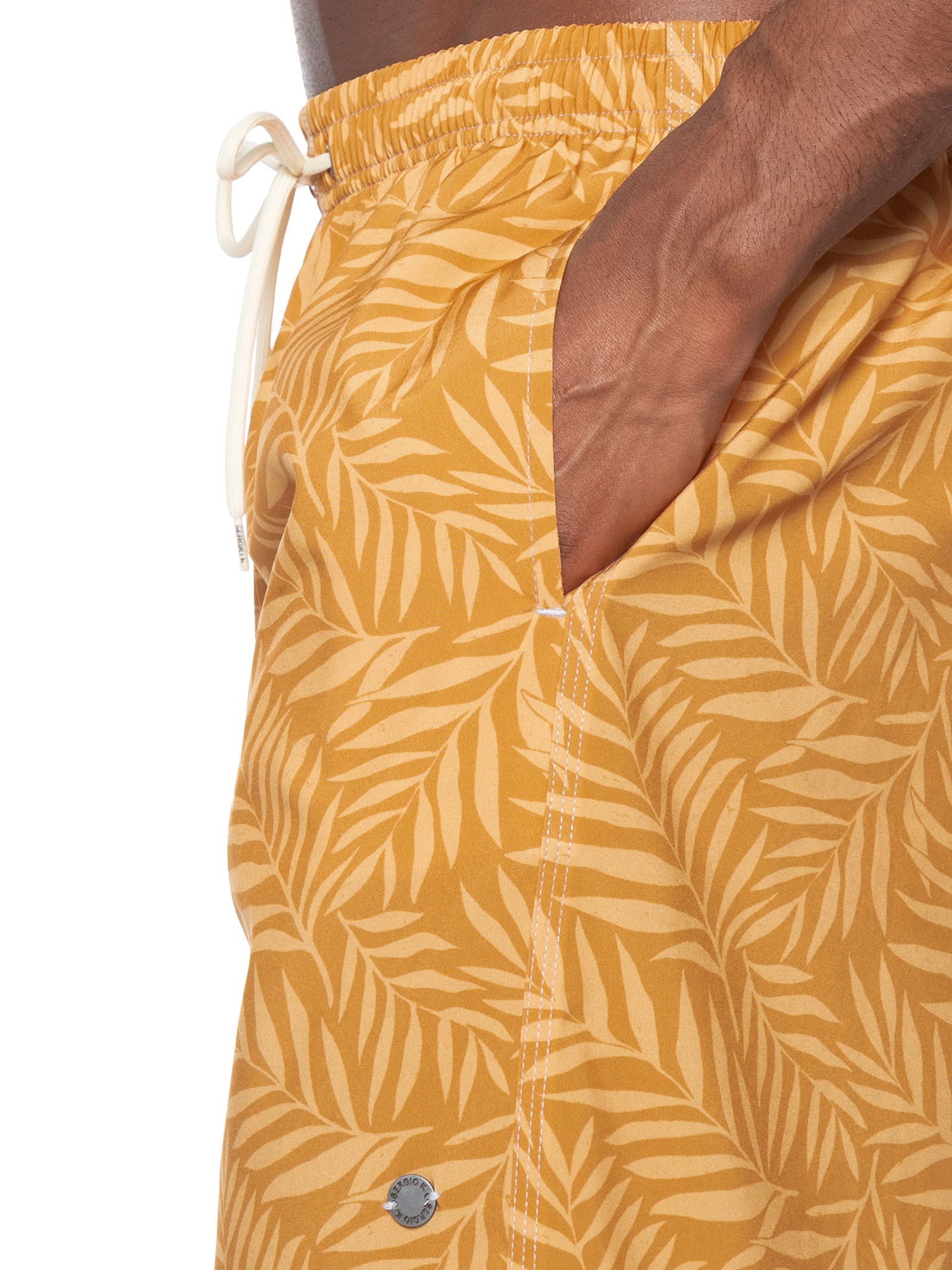 Shorts Praia Masculino Estampado Ramos – Amarelo Sergio K
