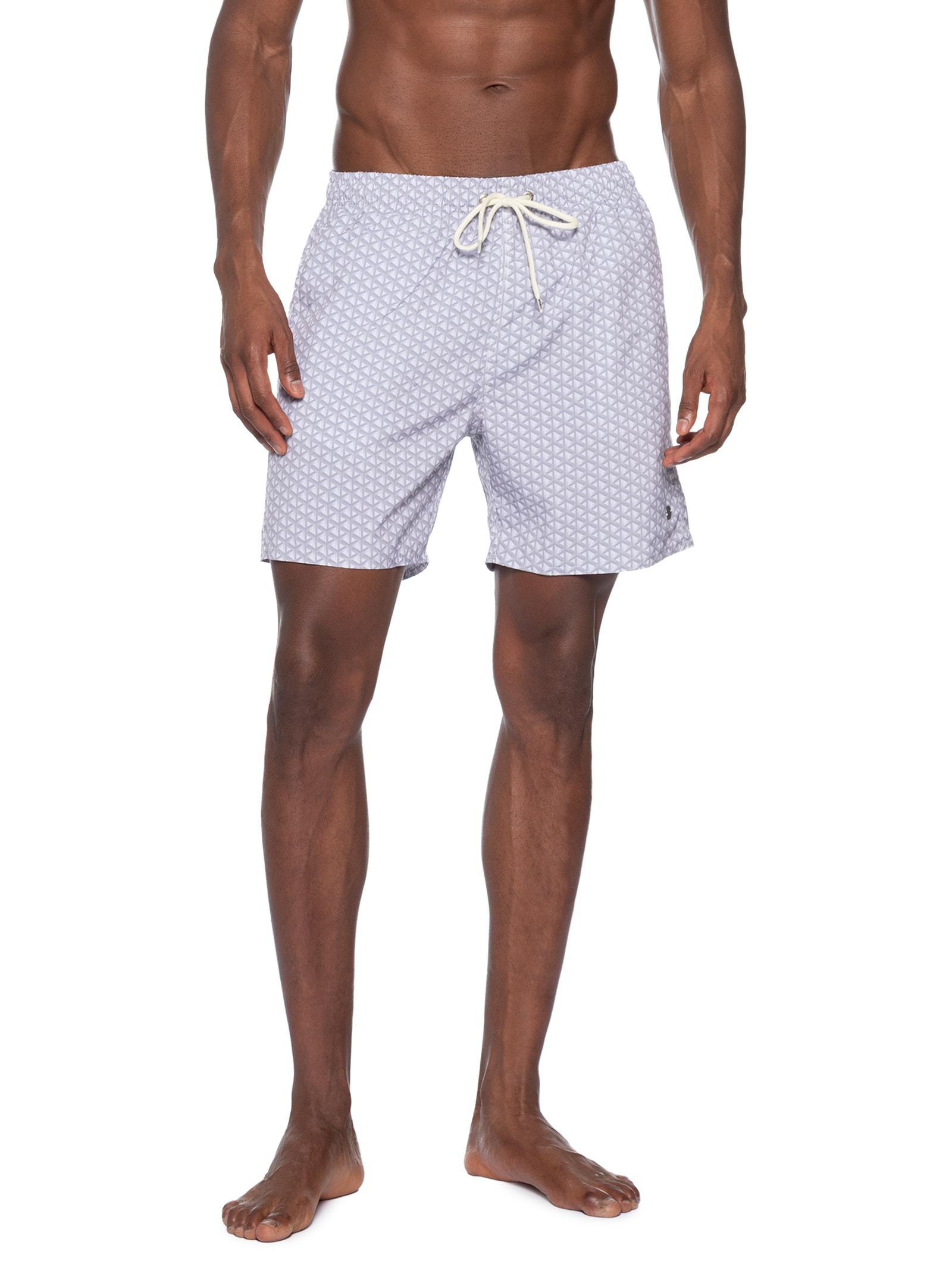 Shorts Praia Masculino Estampado Treliça Cinza Sergio K