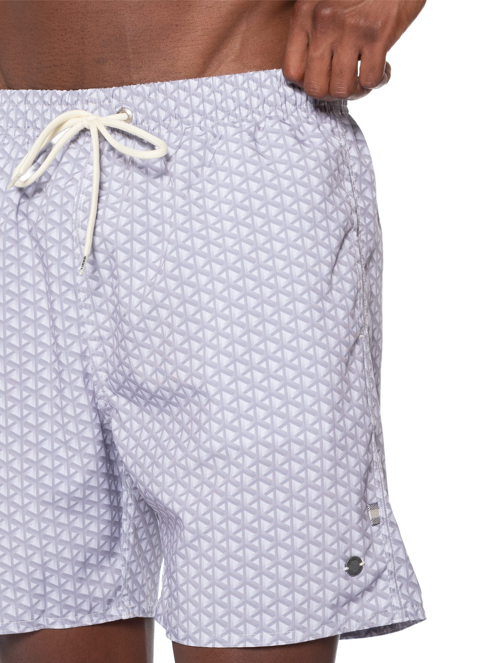 Shorts Praia Masculino Estampado Treliça Cinza Sergio K