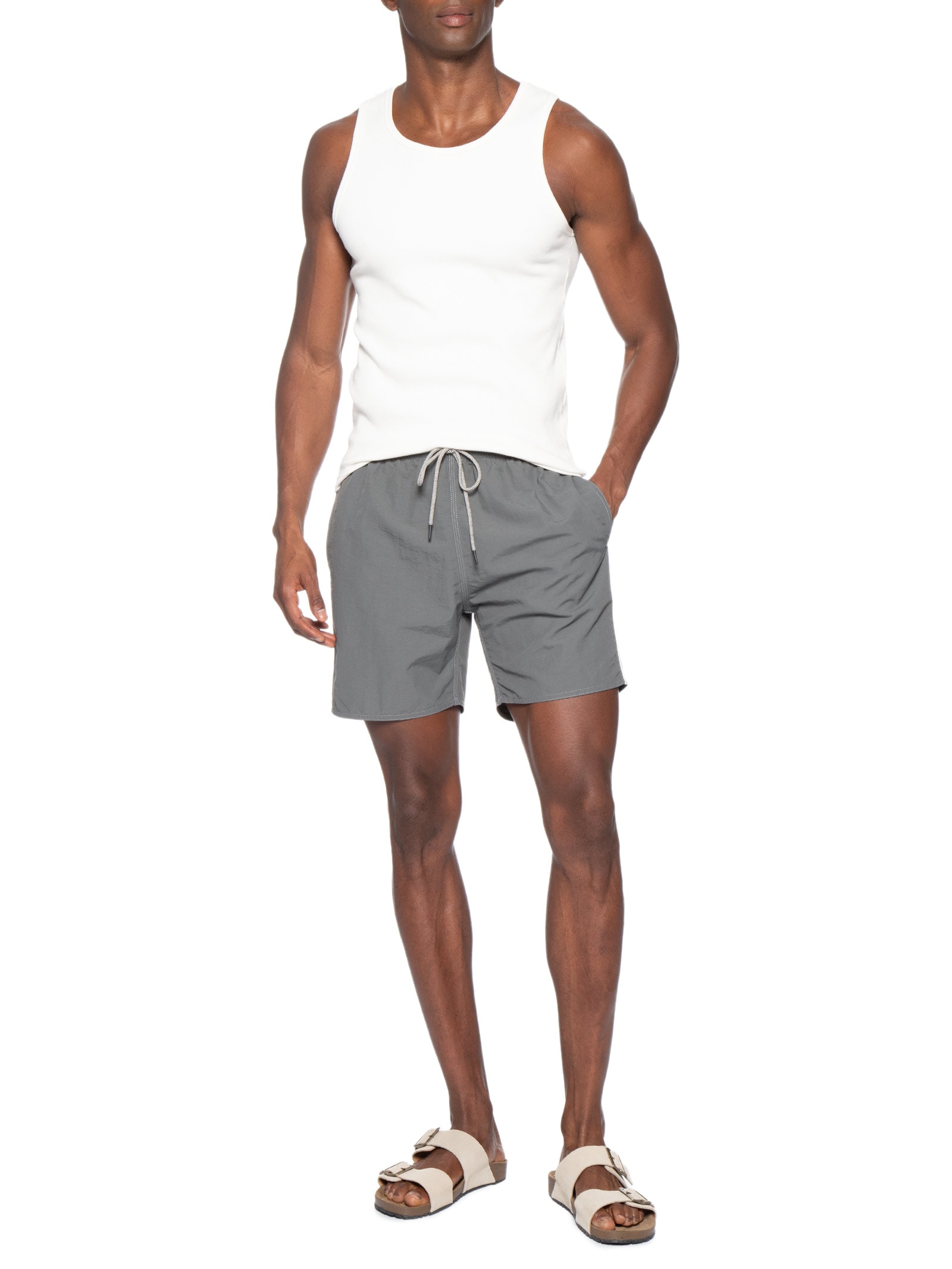 Shorts Praia Masculino Gorgurão Poliamida Cinza Sergio K