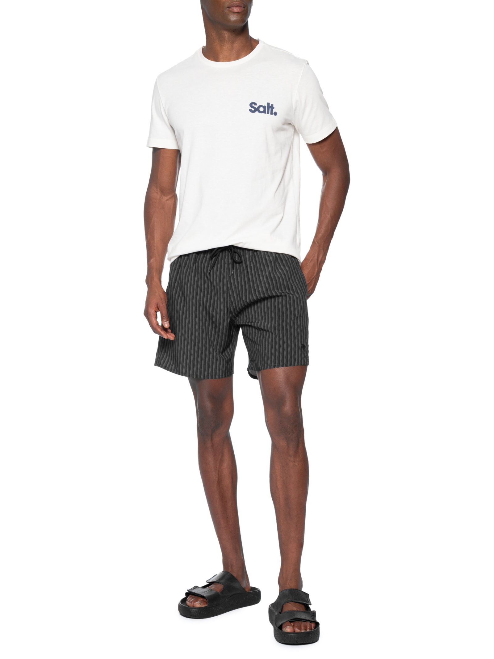 Shorts Praia Masculino Listrado All Black Preto Sergio K