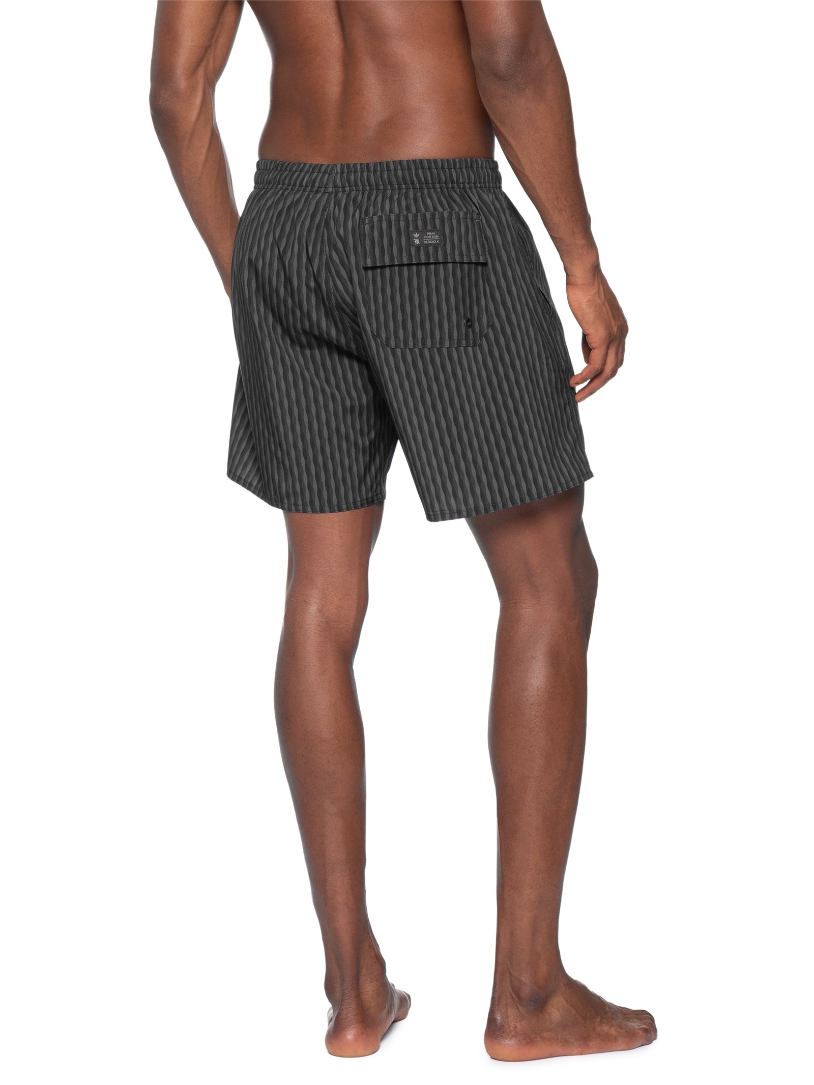 Shorts Praia Masculino Listrado All Black Preto Sergio K