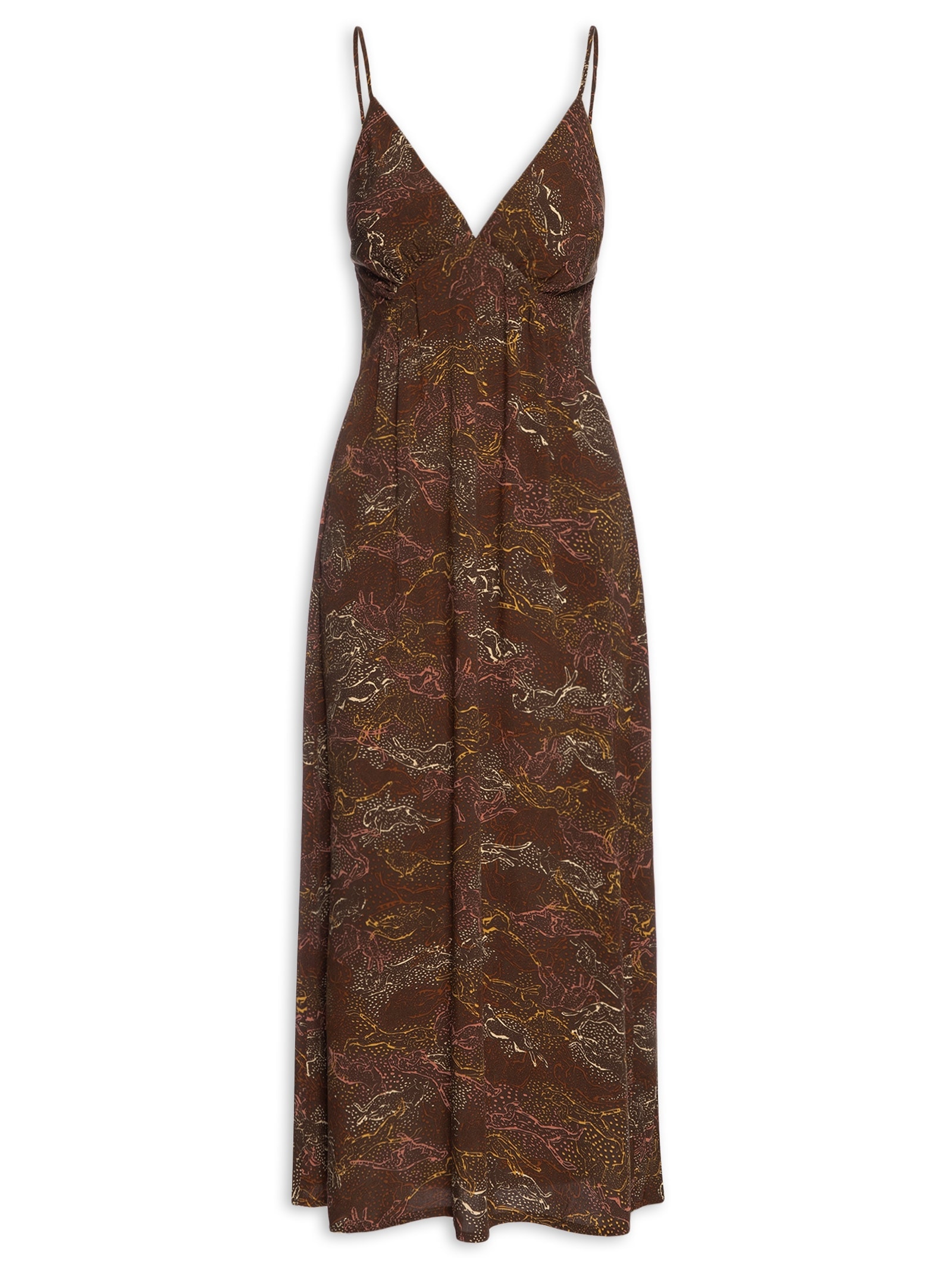 Slip Dress Est Odisseia Marrom Cantão