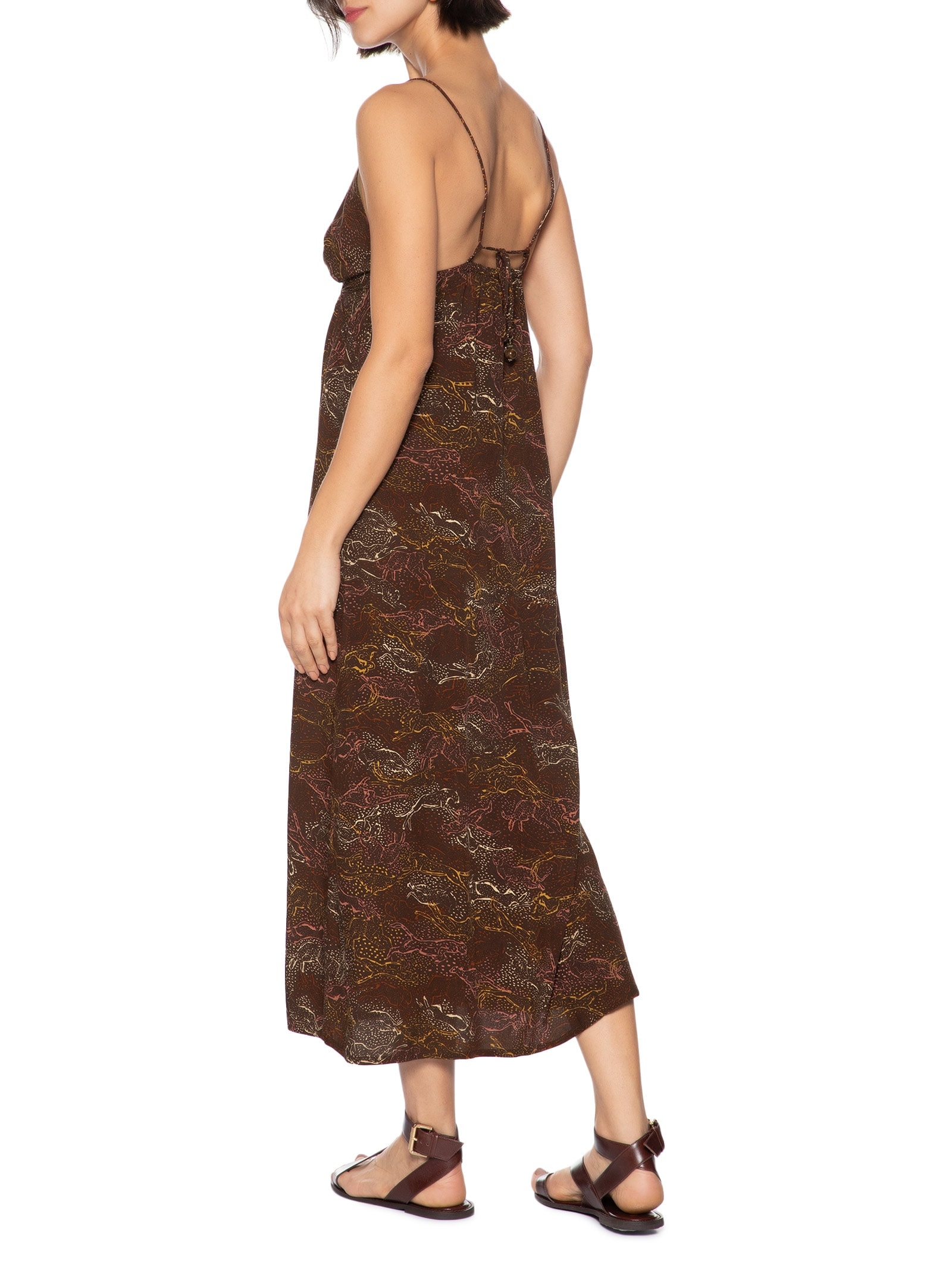 Slip Dress Est Odisseia Marrom Cantão