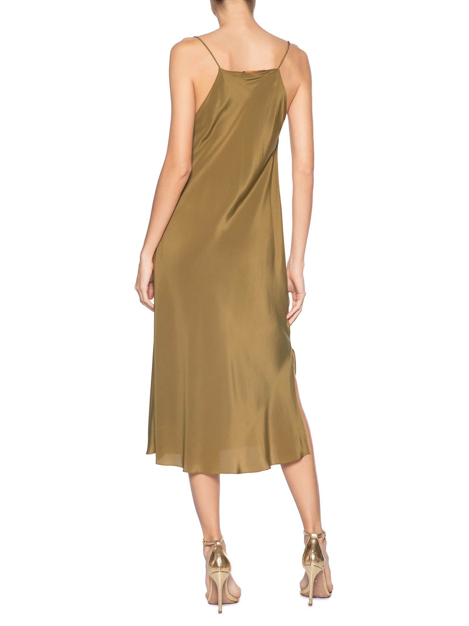 Slip Dress Seda Degagê Antique Verde Animale