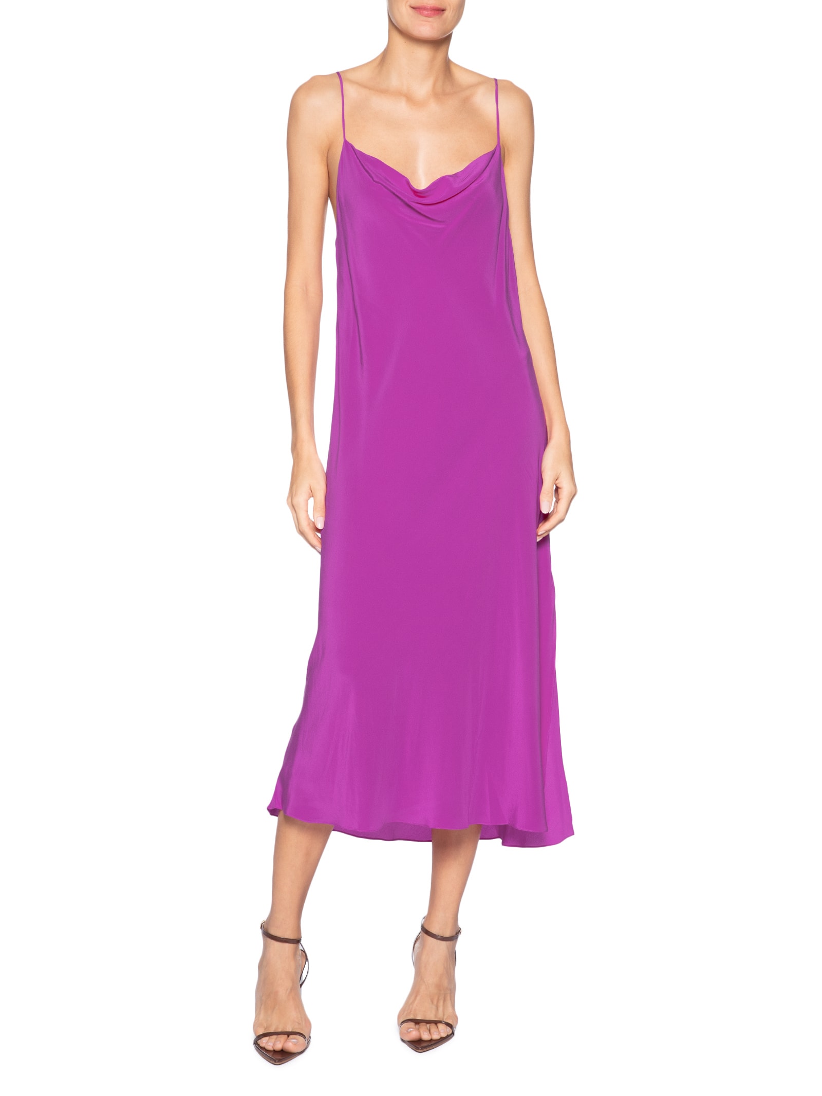 Slip Dress Seda Degagê Rosa Animale