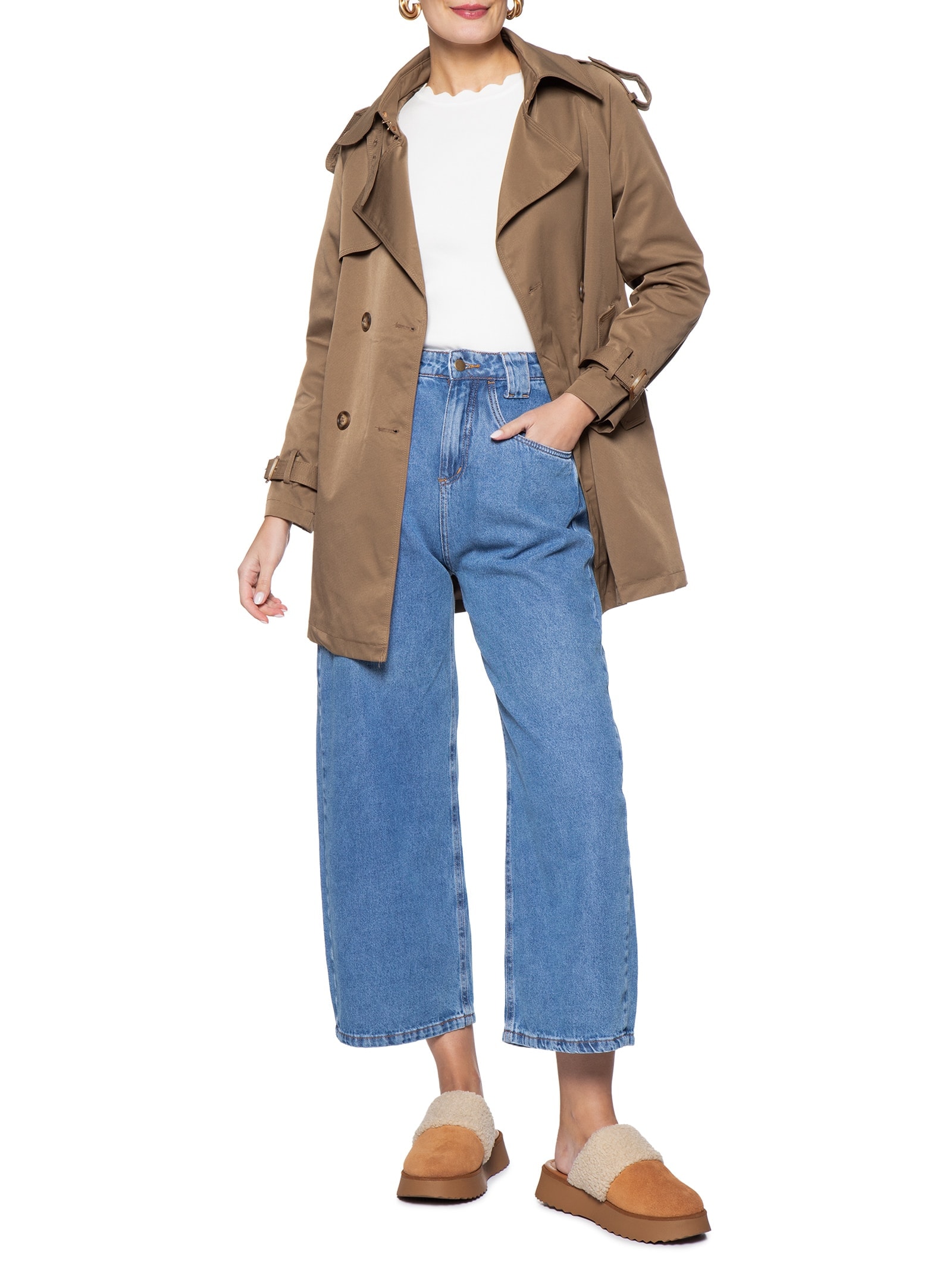 Slipper Feminina Em Camurça Marrom Market 33