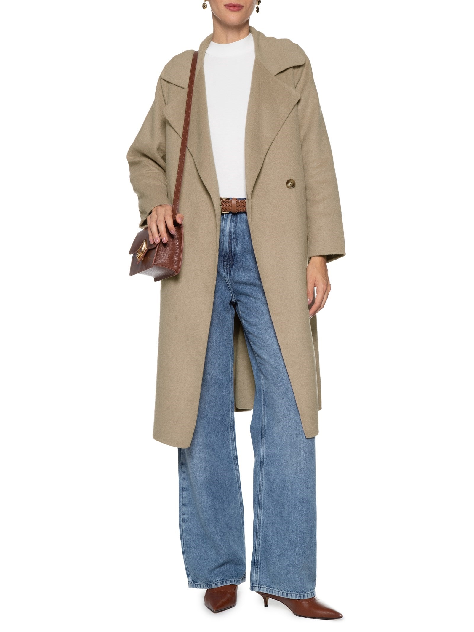 Sobretudo Feminino Bege Shoulder - Main Image