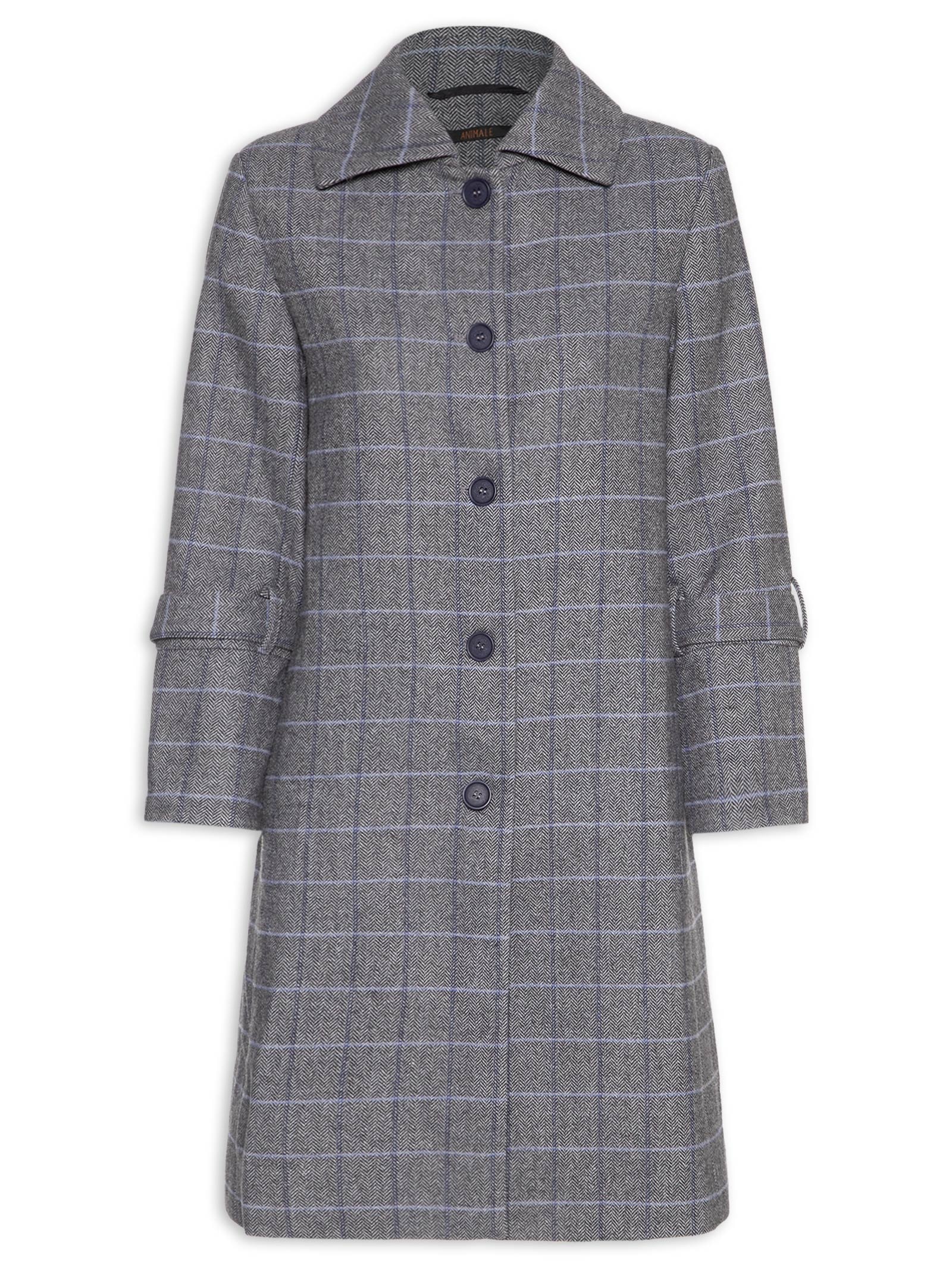 Sobretudo Feminino Chevron Com Listras Cinza Animale