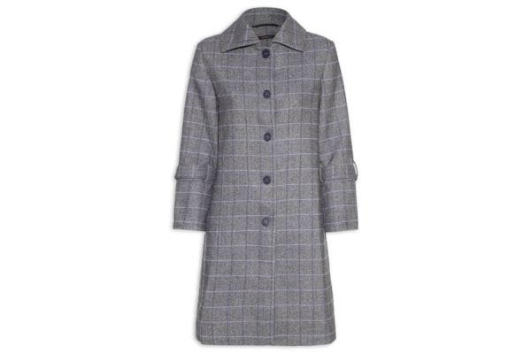 Sobretudo Feminino Chevron Com Listras - Cinza