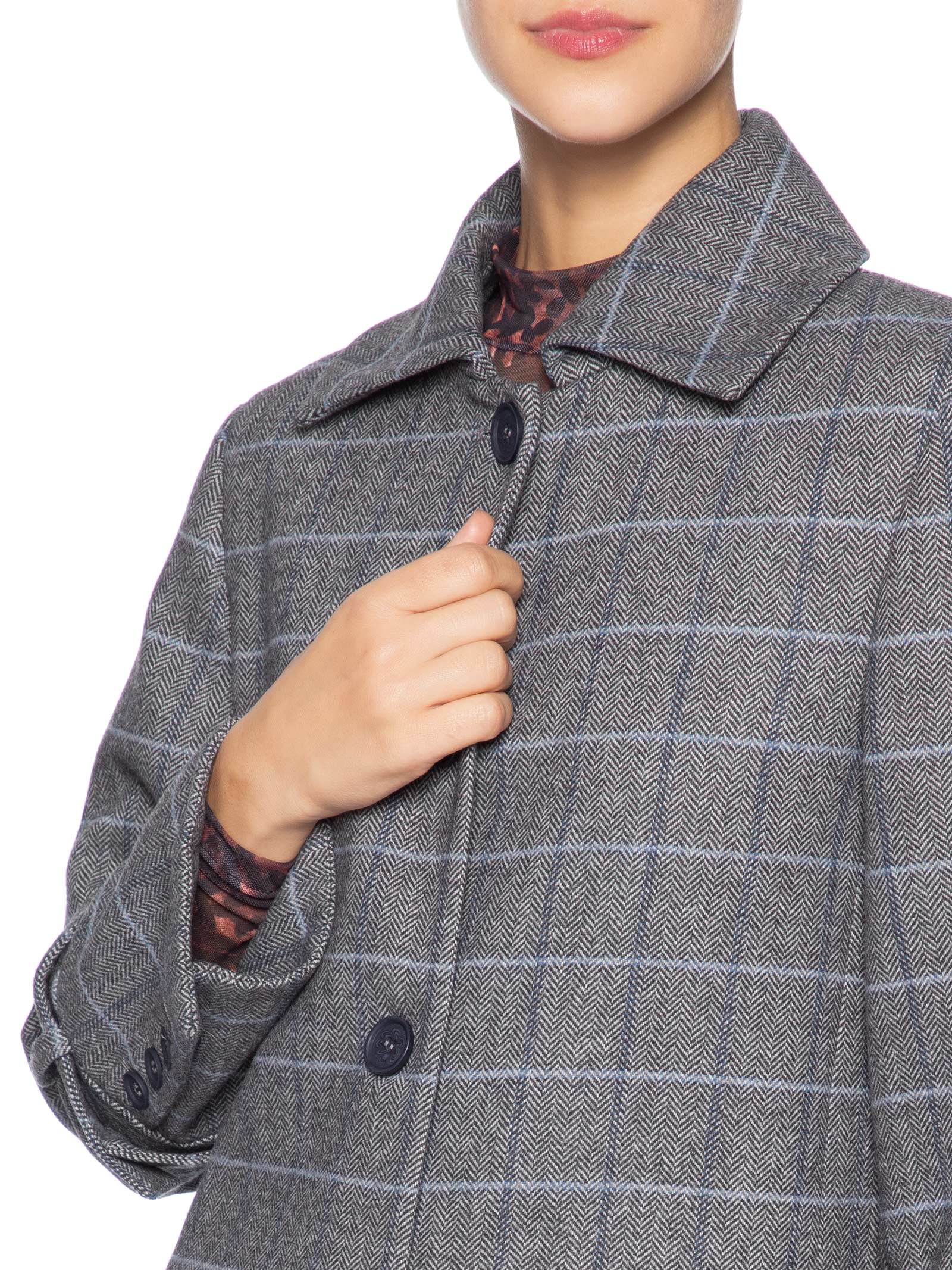 Sobretudo Feminino Chevron Com Listras Cinza Animale