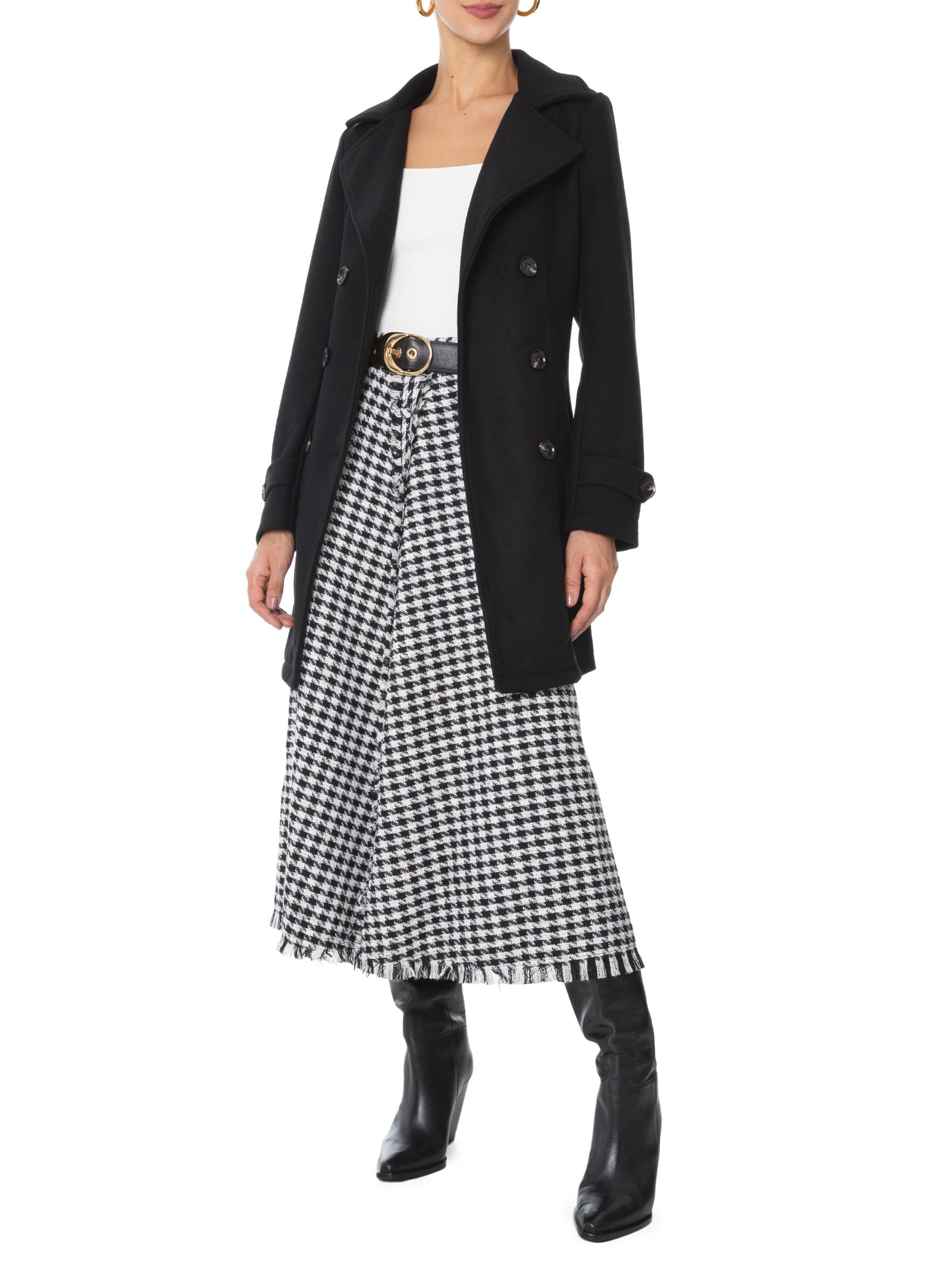 Sobretudo Feminino Lã Batida Lez A Lez Preto - Main Image