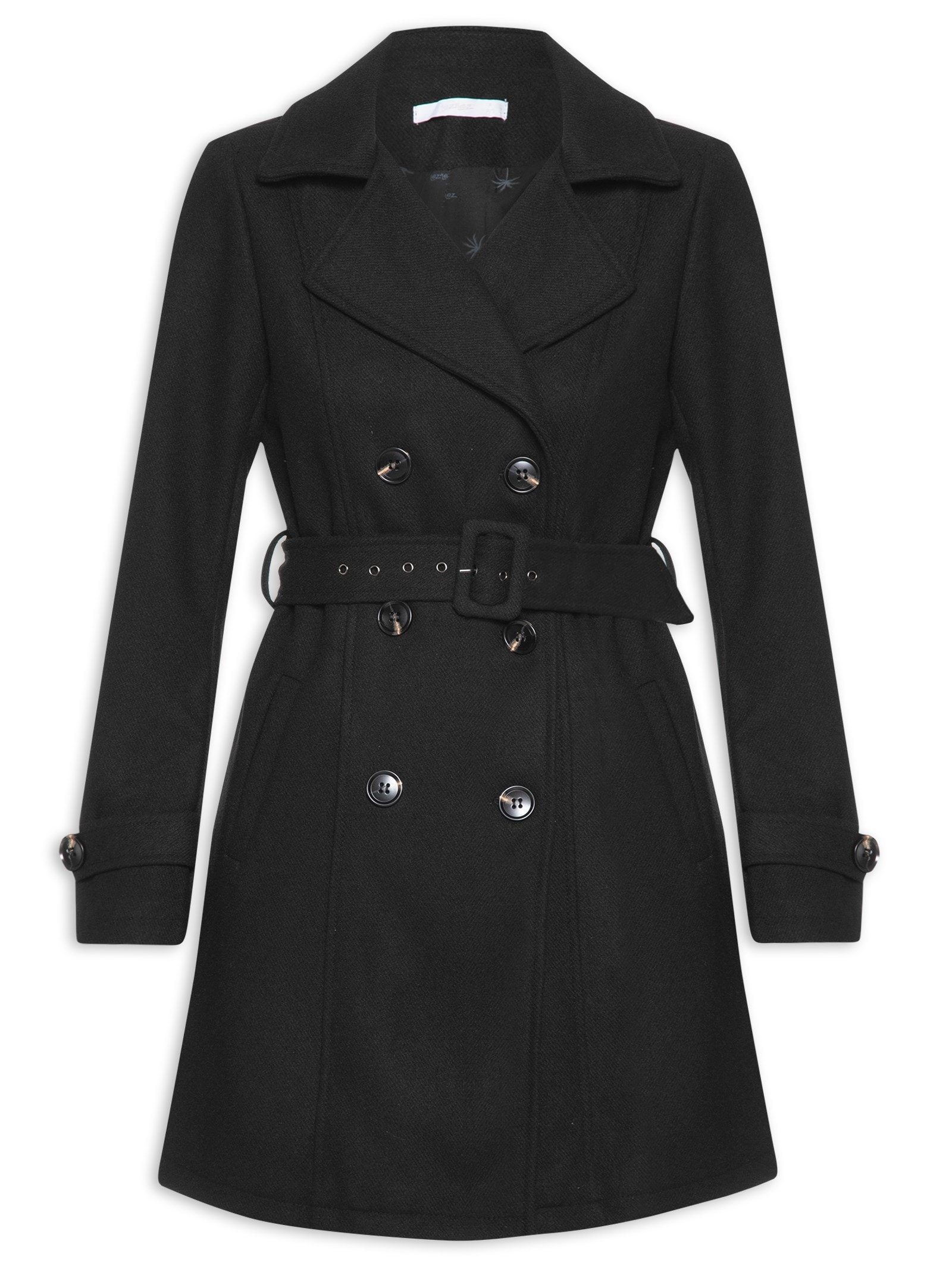 Sobretudo Feminino Lã Batida Lez A Lez Preto