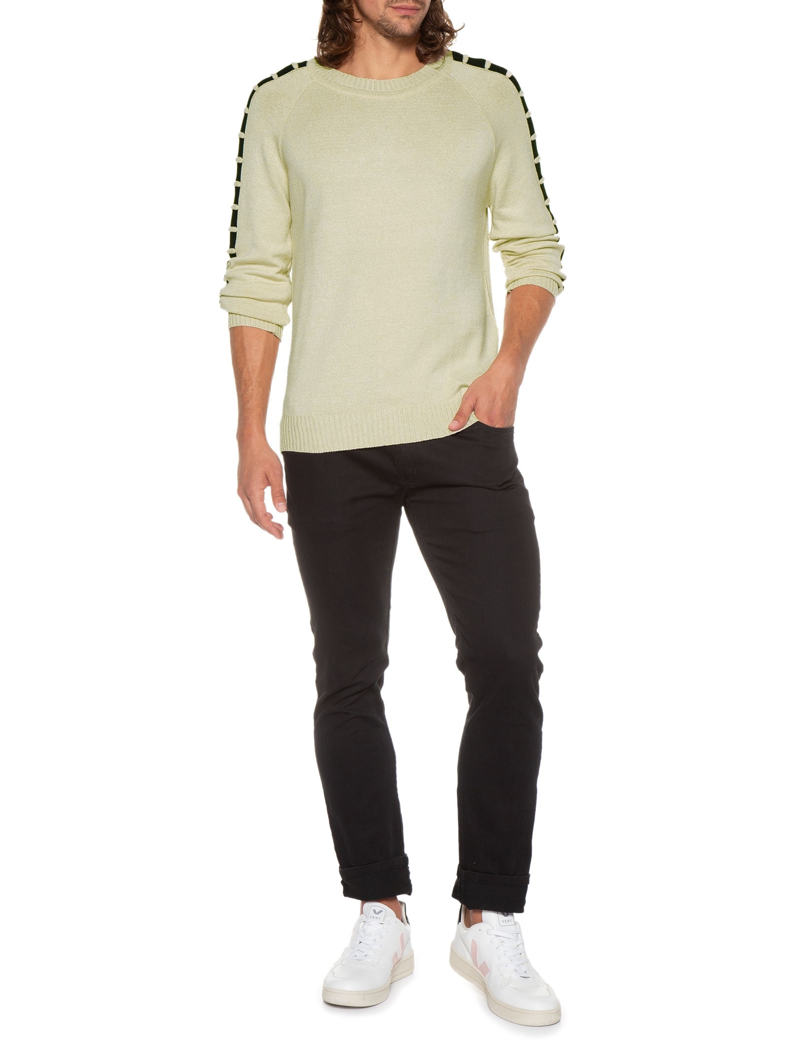 Suéter Com Detalhe Na Manga Bege Basiq Men