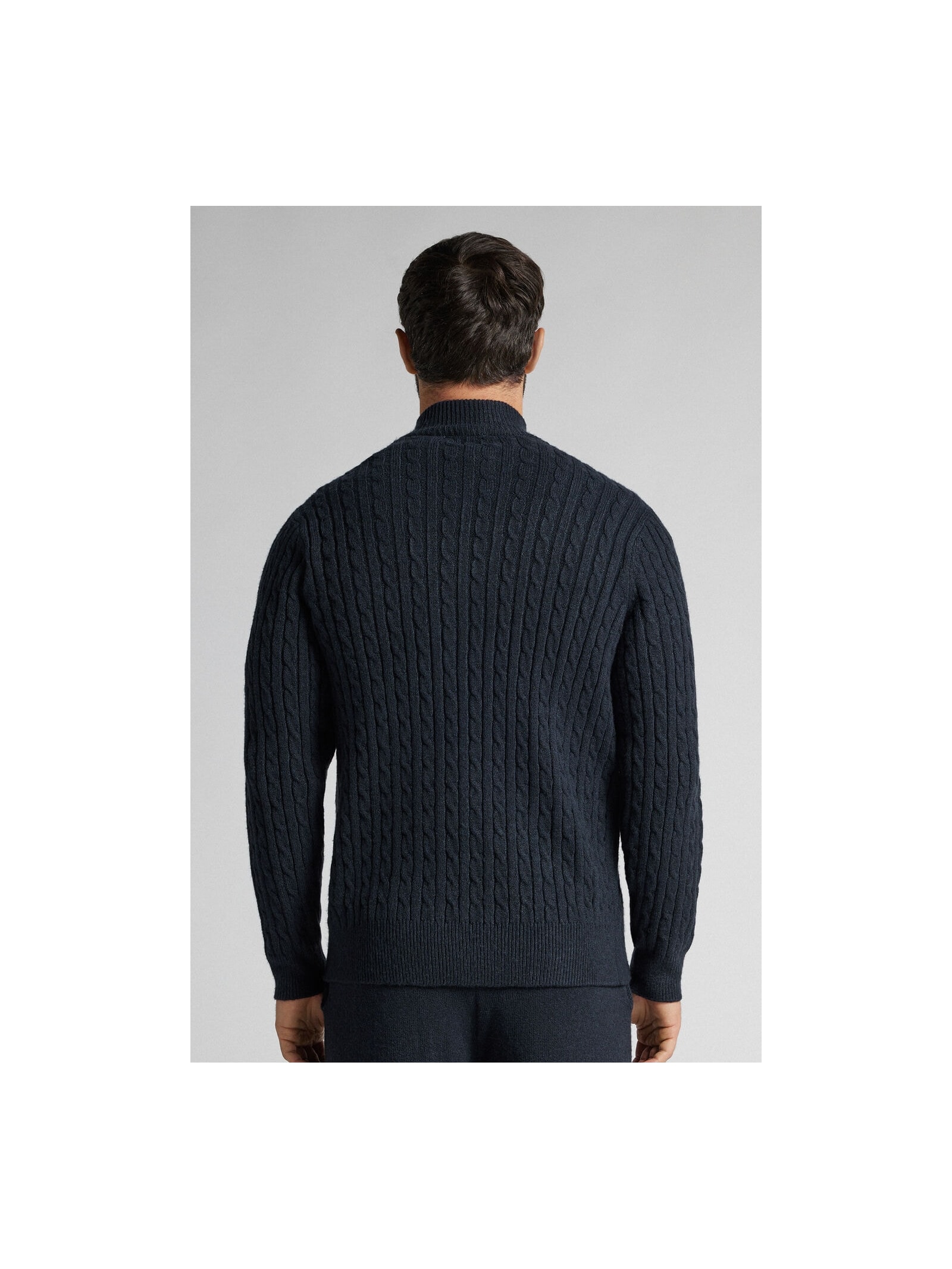 Suéter Em Tricô Trançado e Zíper Azul Intimissimi