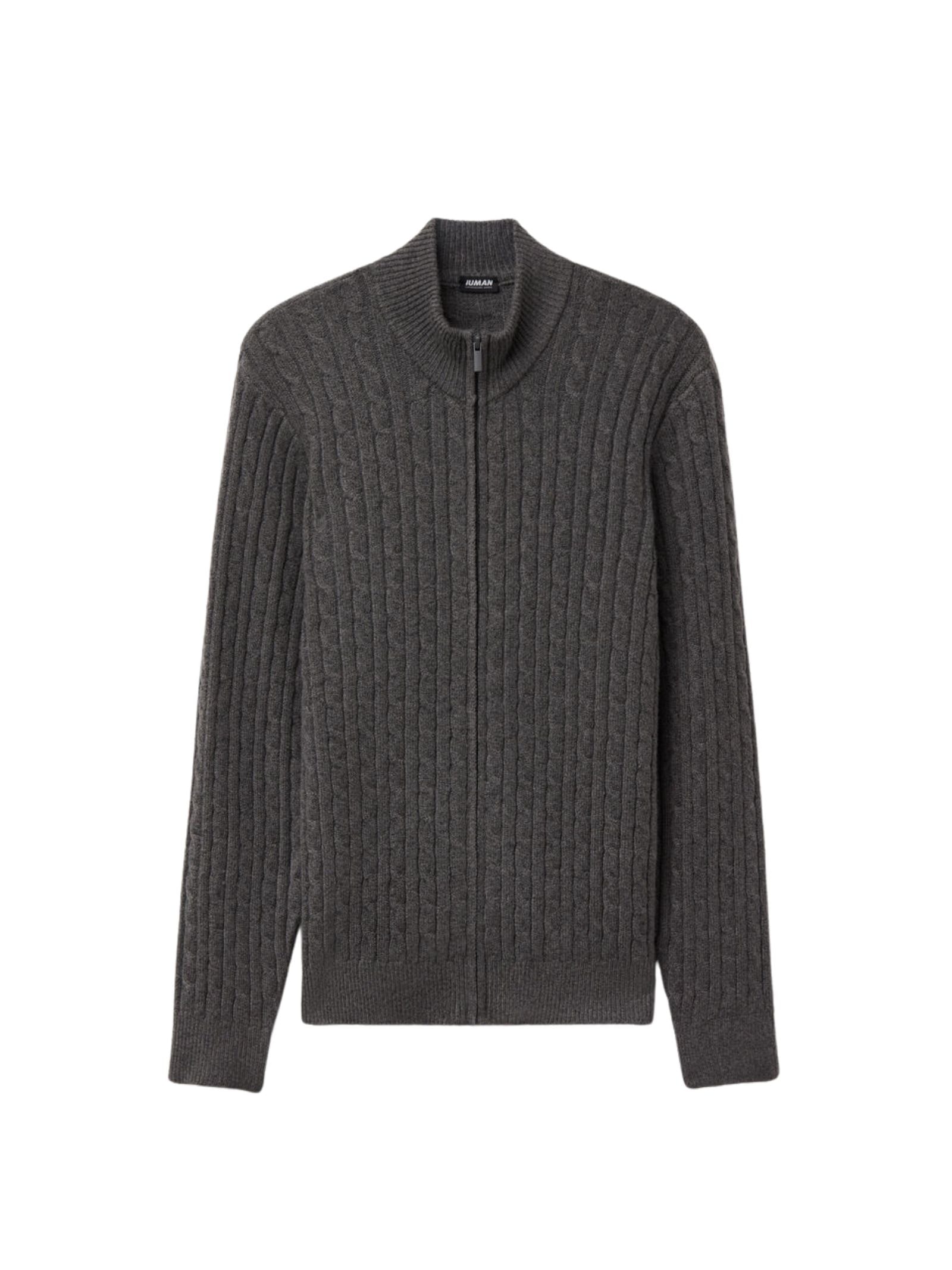 Suéter Em Tricô Trançado e Zíper Cinza Intimissimi