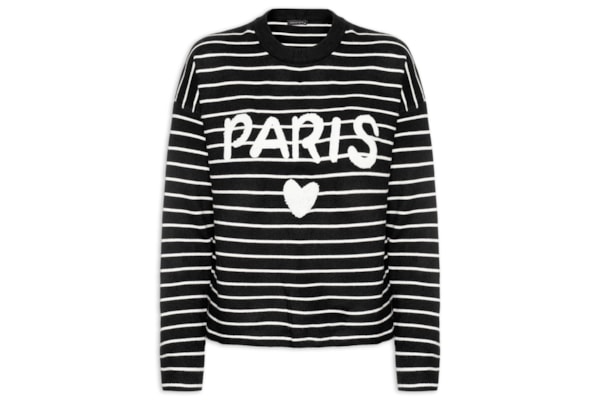 Sueter Estampado Feminino - Preto