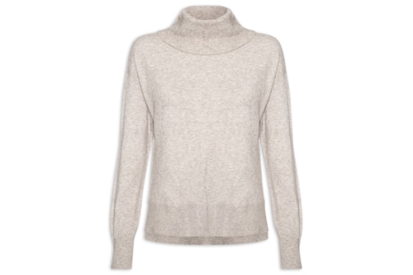 Suéter Feminino Alongado Em Tricot - Bege