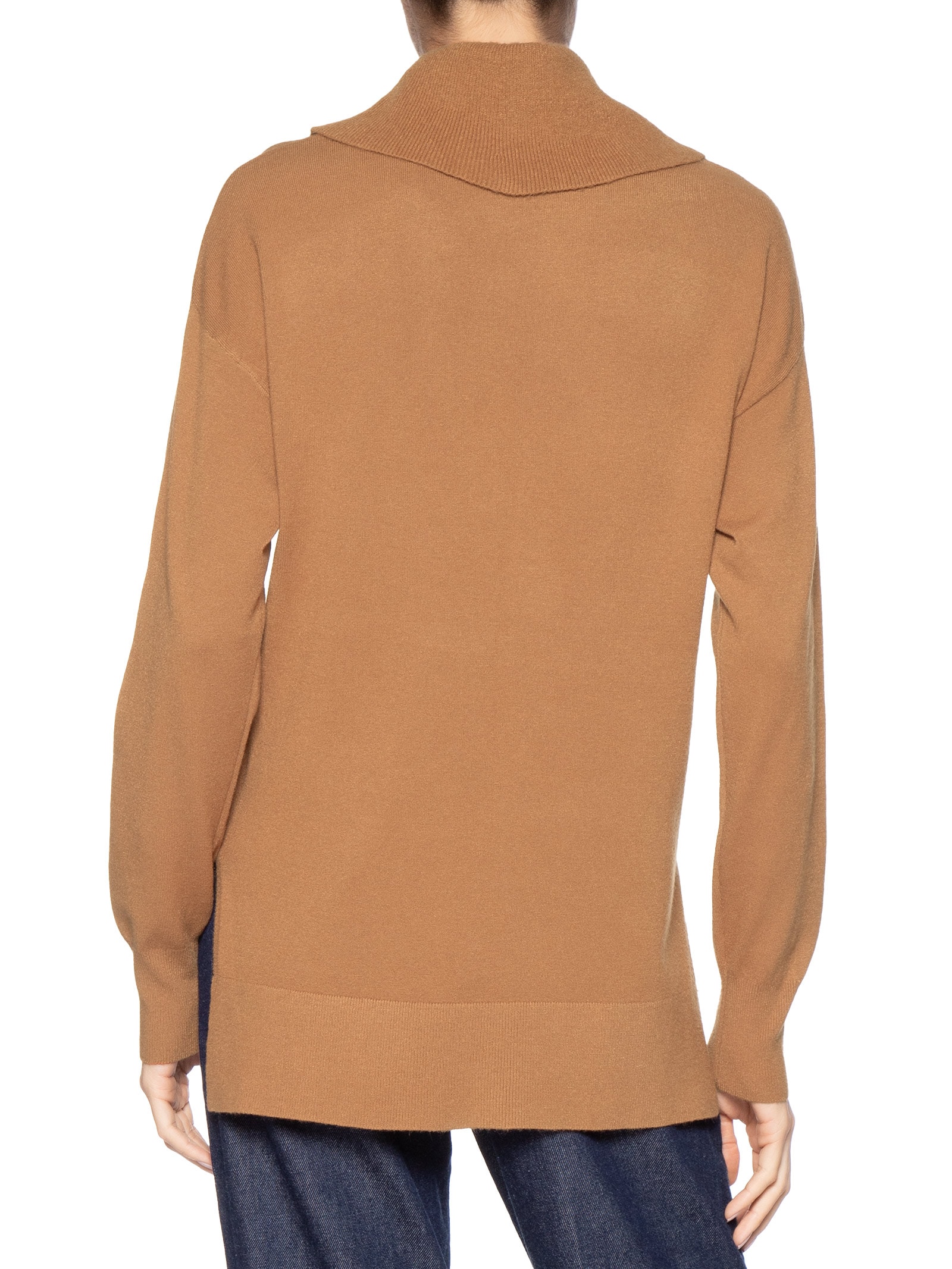 Suéter Feminino Alongado Em Tricot Bege Basiq