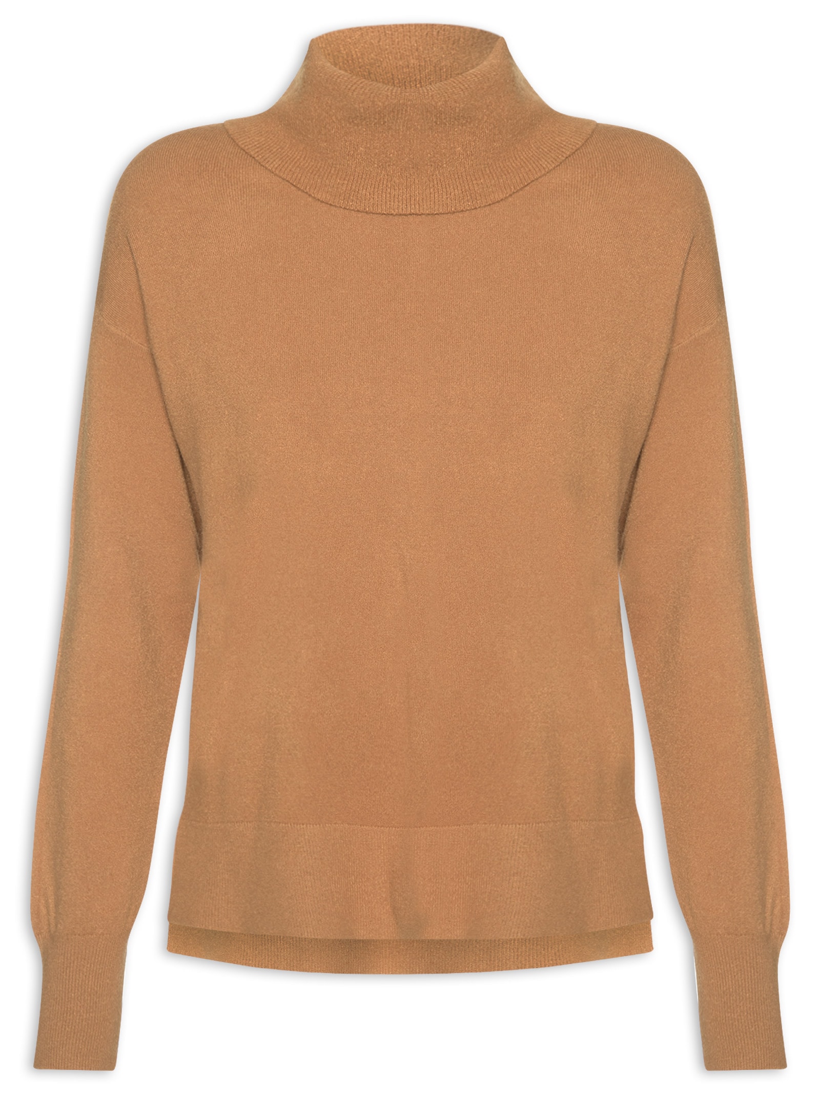 Suéter Feminino Alongado Em Tricot Bege Basiq