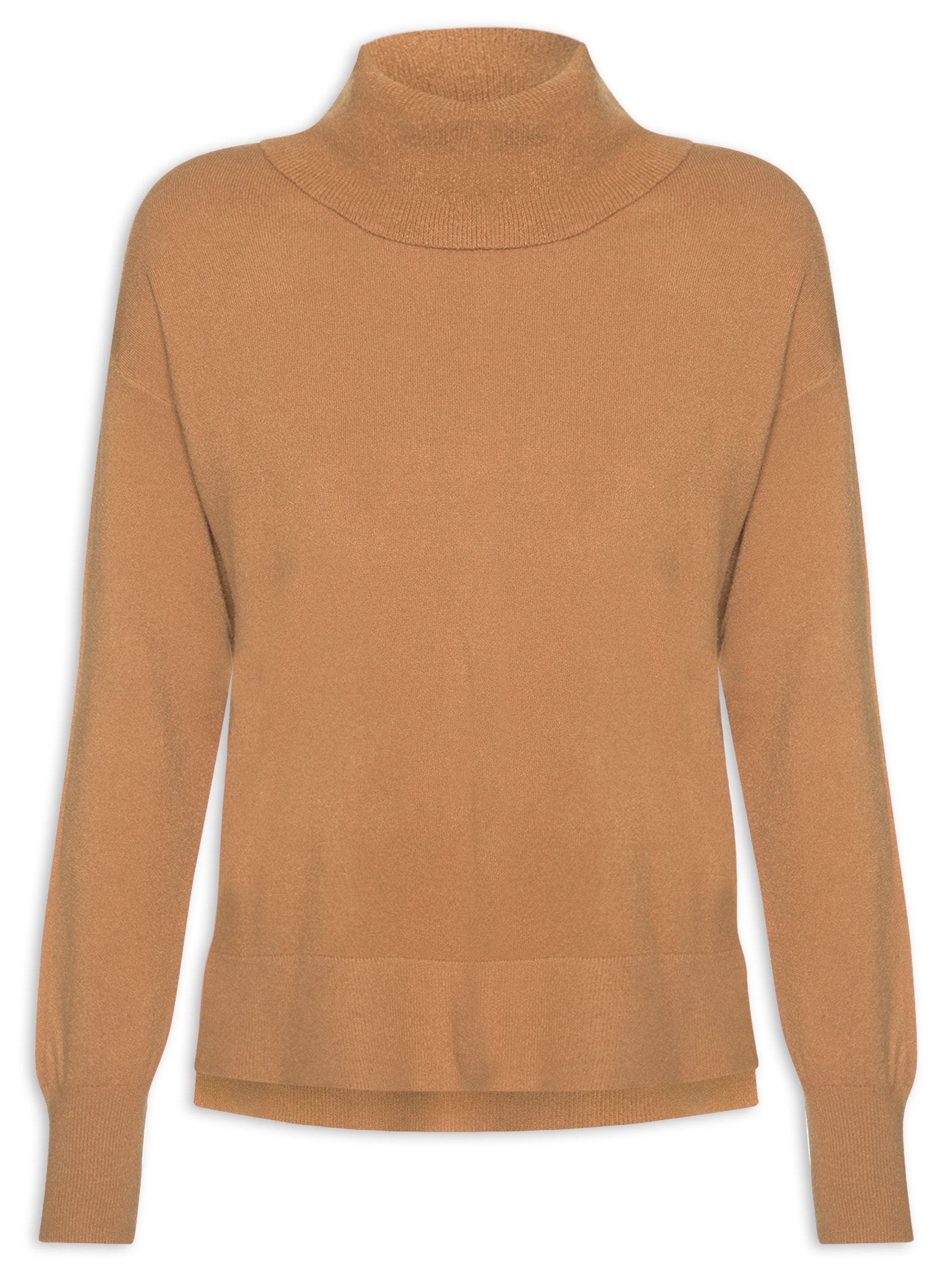 Suéter Feminino Alongado Em Tricot Bege Basiq
