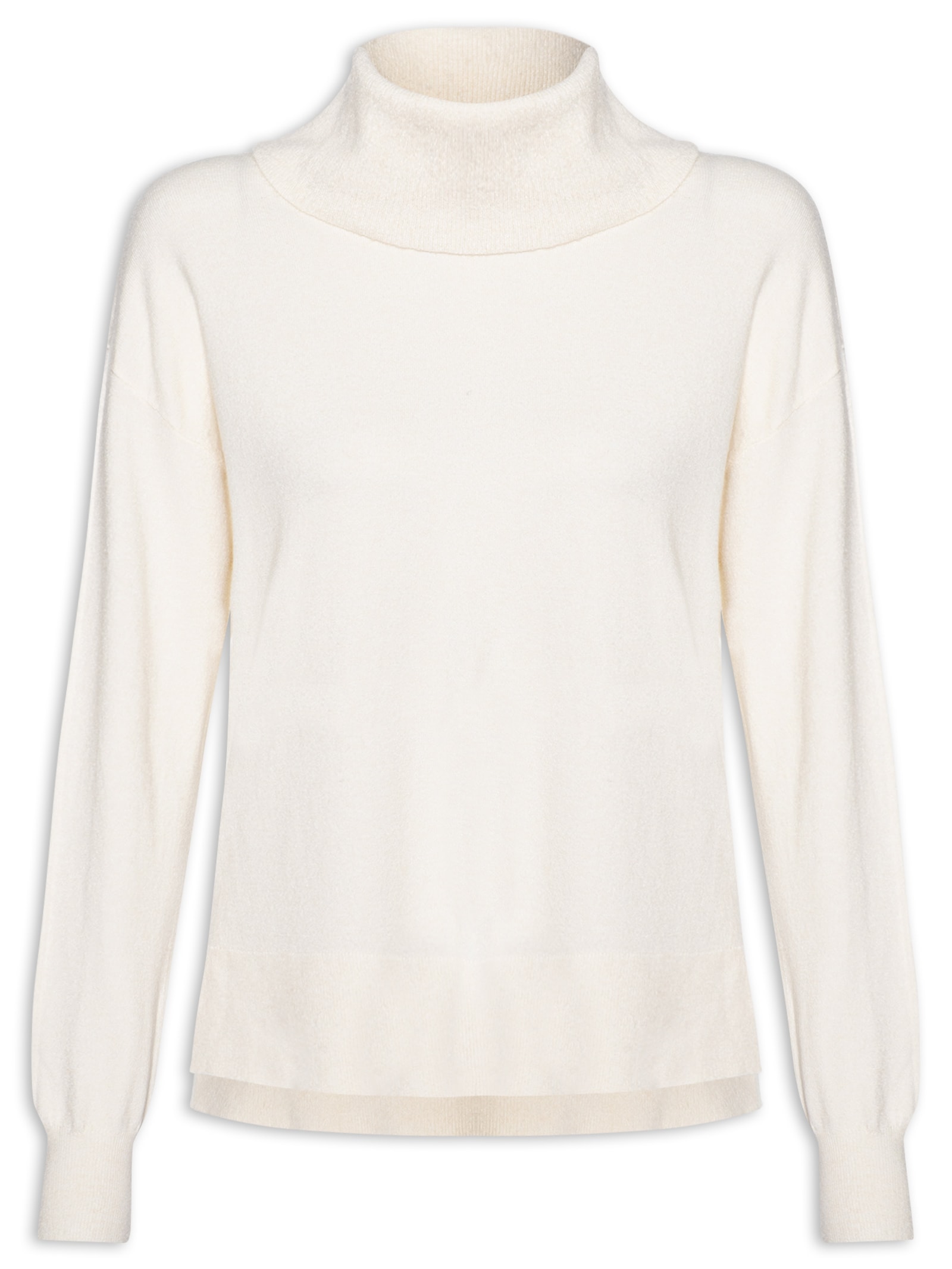 Suéter Feminino Alongado Em Tricot Off White Basiq
