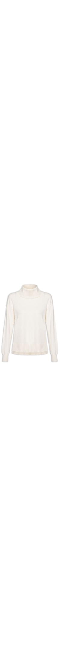 Suéter Feminino Alongado Em Tricot - Off White