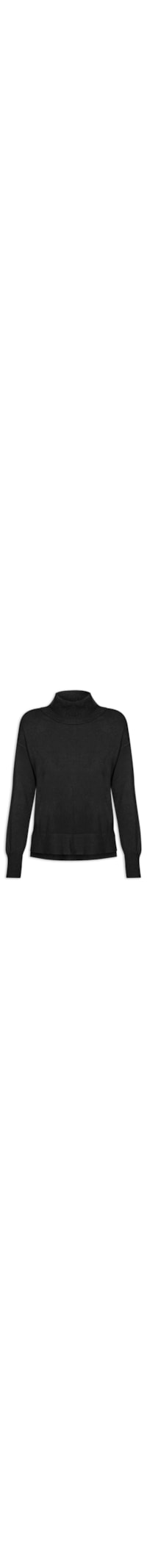 Suéter Feminino Alongado Em Tricot - Preto