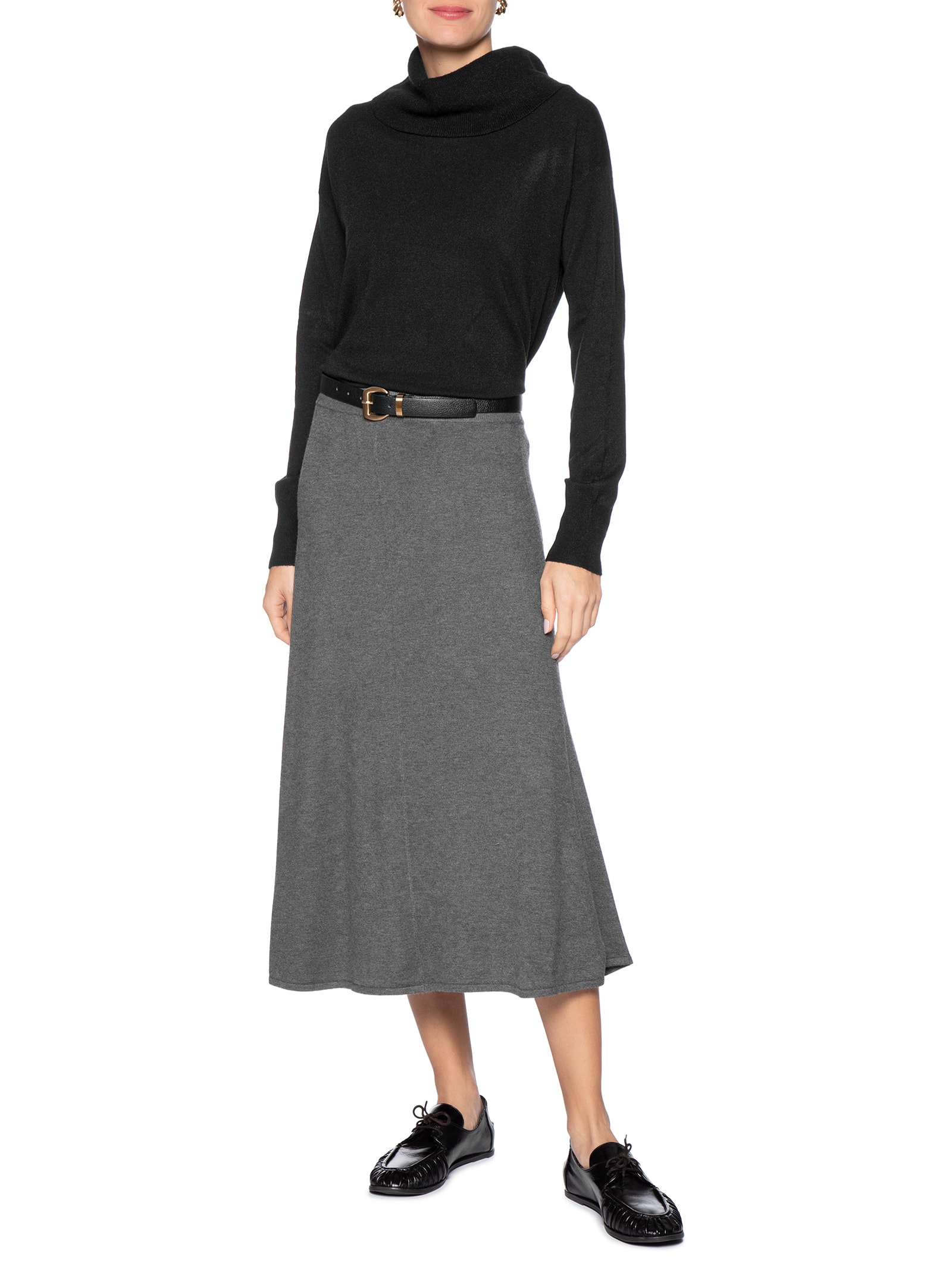 Suéter Feminino Alongado Em Tricot Preto Basiq
